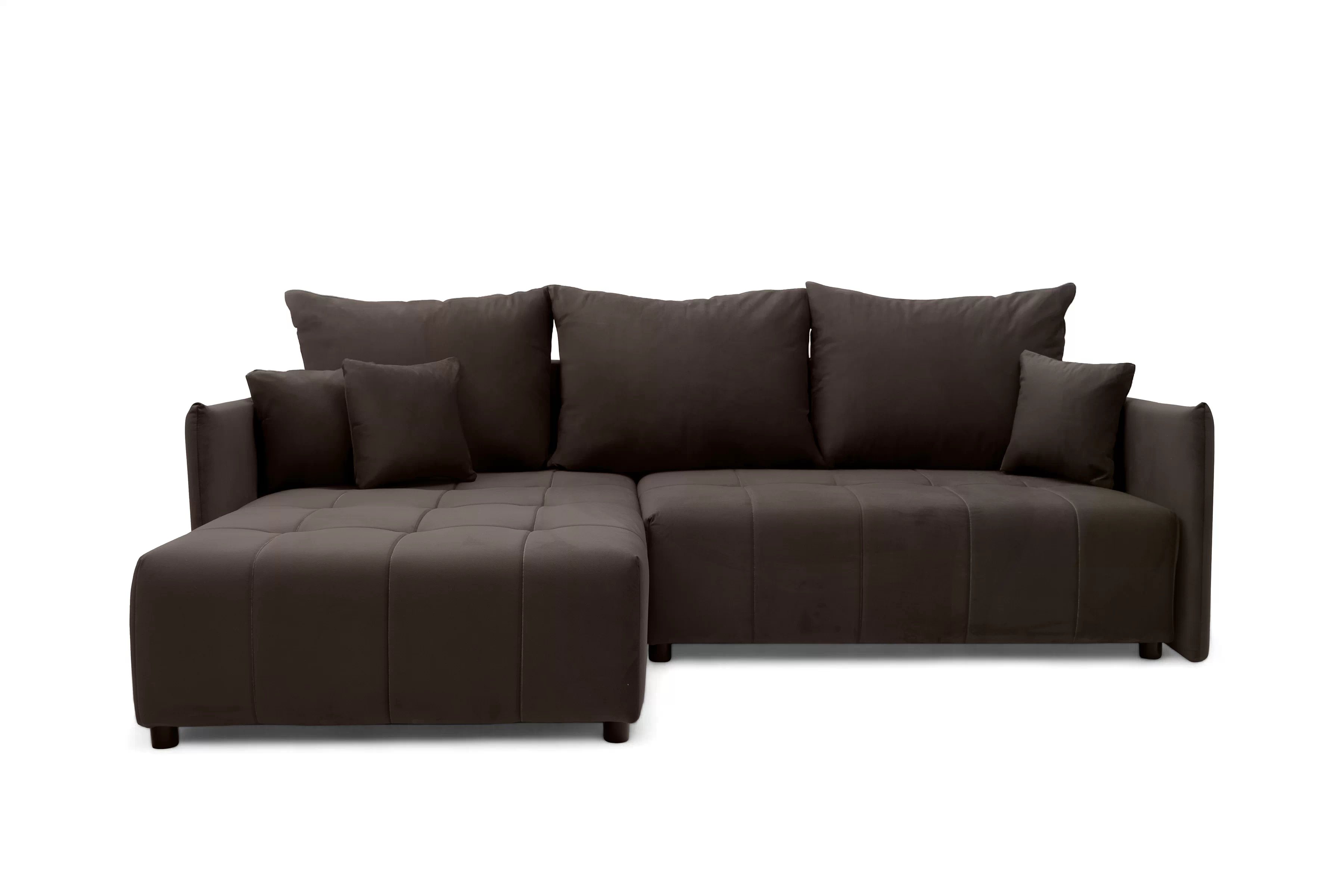 Rozkladacia rohová sedacia súprava Alyssia ľavá - hnedý zamat Matt Velvet 29 Rohová sedacia súprava s funkciou spánku Alyssia Ľavá strana - Hnedý zamat Matt Velvet 29