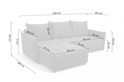 Rozkladacia rohová sedacia súprava Alyssia Rohová sedacia súprava s funkciou spánku Alyssia