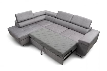 Annabelle L sarokkanapé, bal oldali, kinyitható - szürke Vogue 14 velúr Naroznik z funkcja spania Annabelle L bal oldali - szürke Velúr hidrofob Vogue 14 - Oferta Limitowana