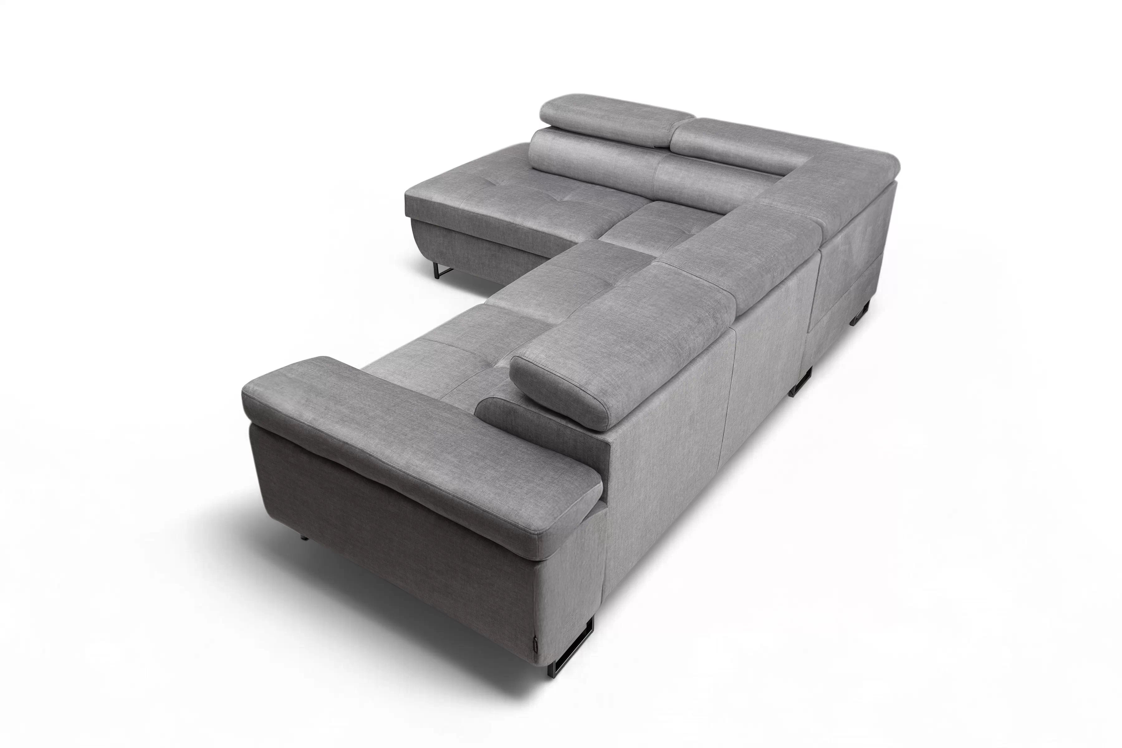 Rozkladacia rohová sedacia súprava Annabelle L ľavá - sivý velúr Vogue 14 / čierne nožičky Rohová sedacia súprava s funkciou spánku Annabelle L Ľavá strana - šedý velúr Vogue 14 / nožičky čierny