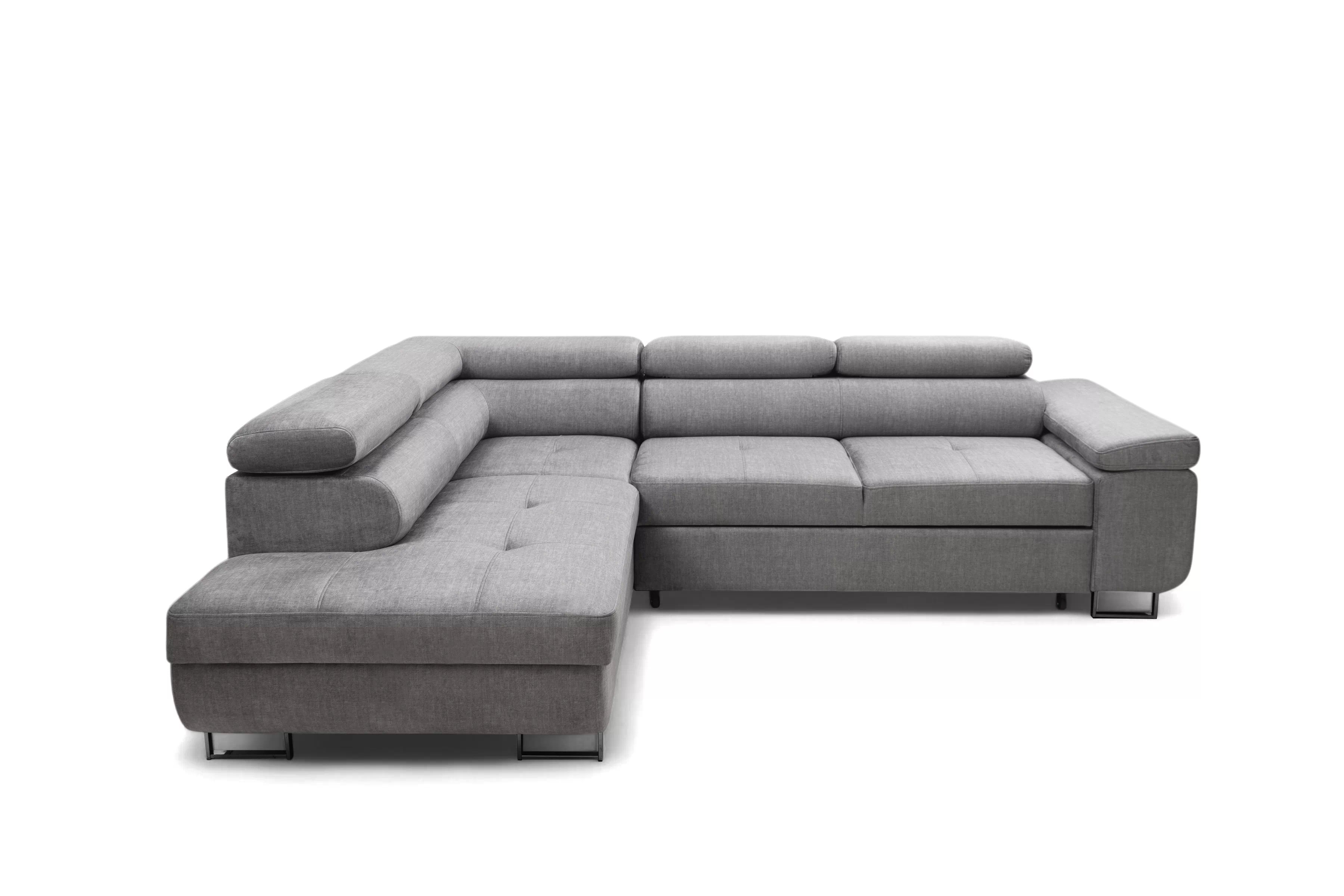 Rozkladacia rohová sedacia súprava Annabelle L ľavá - sivý velúr Vogue 14 / čierne nožičky Rohová sedacia súprava s funkciou spánku Annabelle L Ľavá strana - šedý velúr Vogue 14 / nožičky čierny