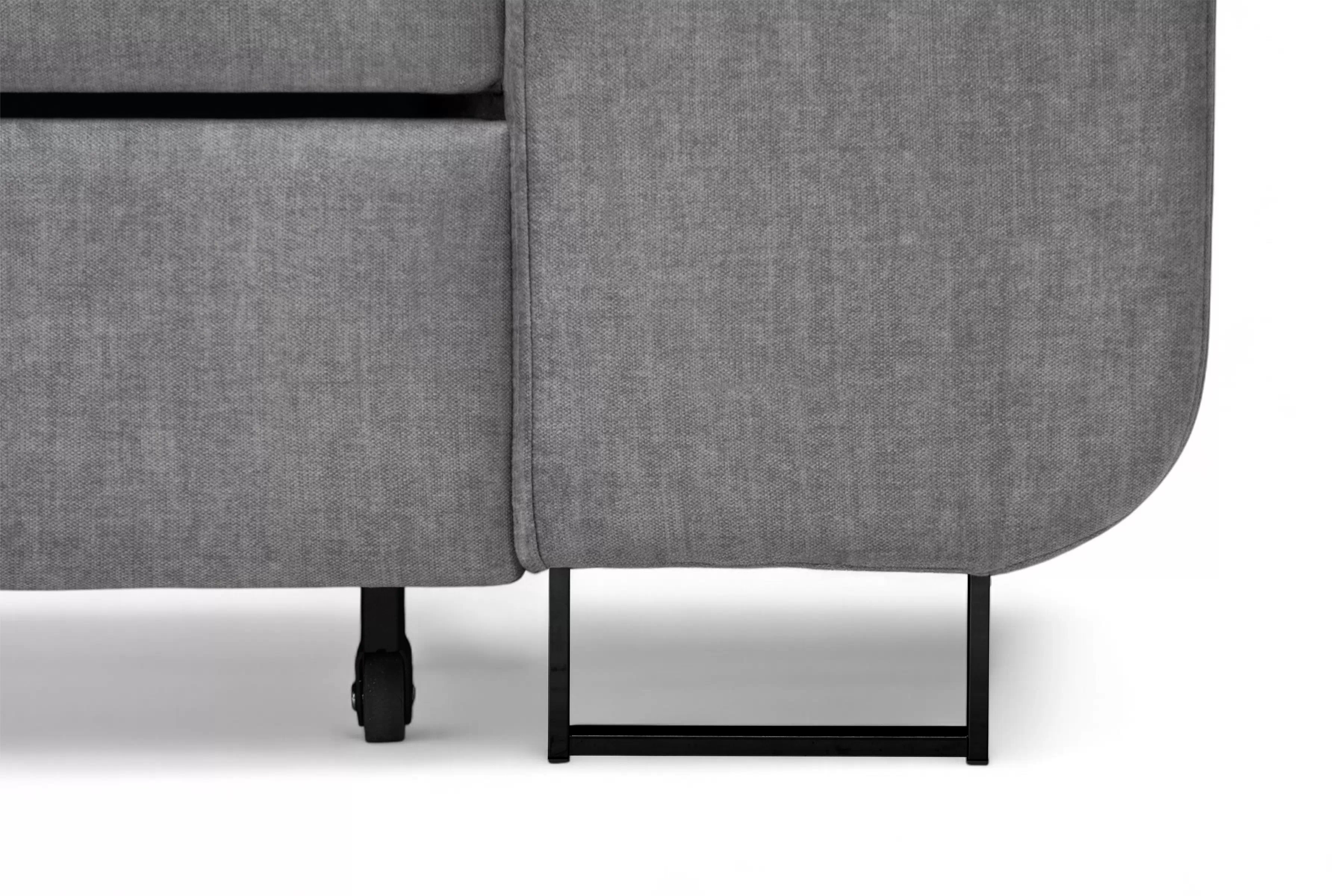 Rozkladacia rohová sedacia súprava Annabelle L ľavá - sivý velúr Vogue 14 / čierne nožičky Rohová sedacia súprava s funkciou spánku Annabelle L Ľavá strana - šedý velúr Vogue 14 / nožičky čierny