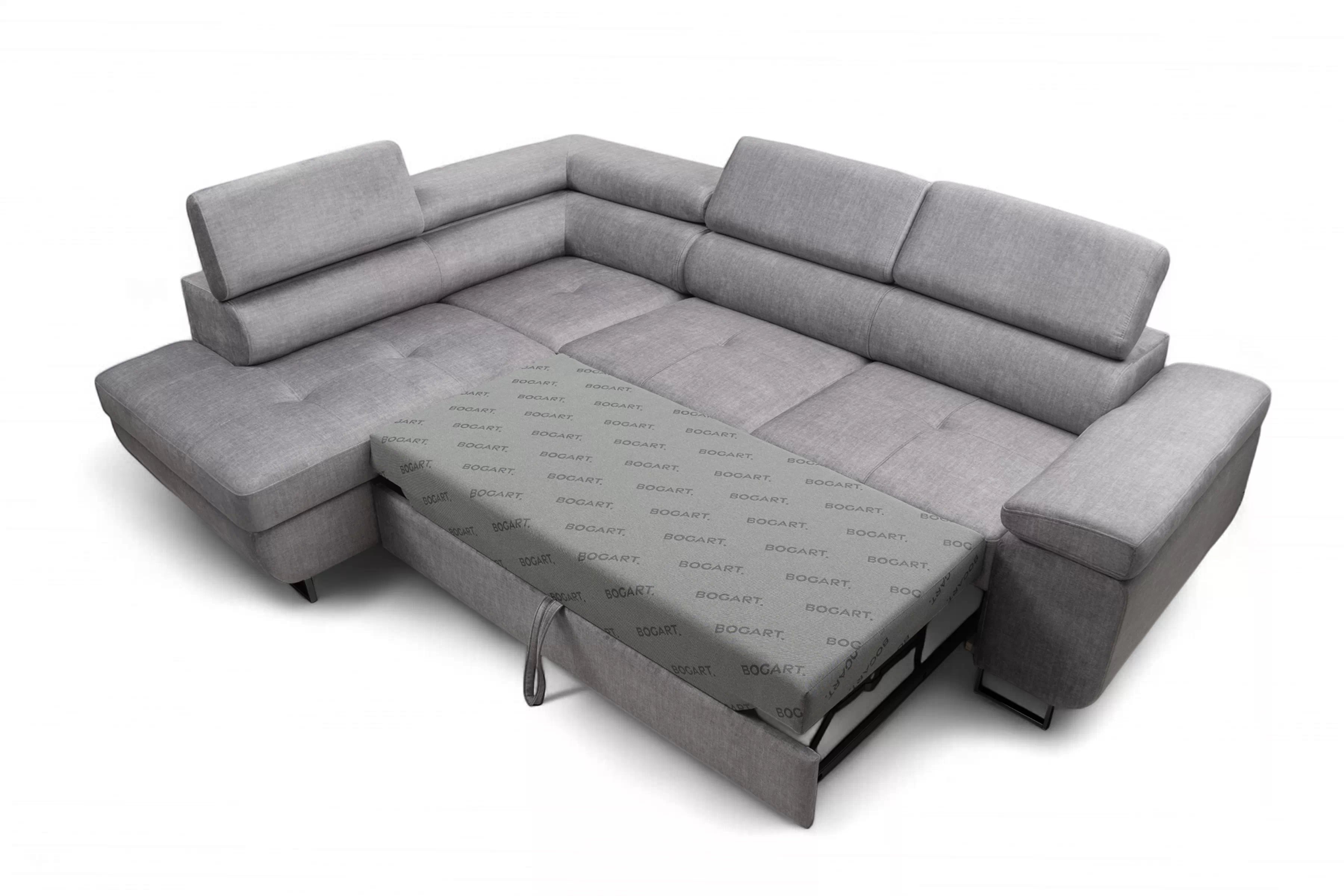 Rozkladacia rohová sedacia súprava Annabelle L ľavá - sivý velúr Vogue 14 / čierne nožičky Rohová sedacia súprava s funkciou spánku Annabelle L Ľavá strana - šedý velúr Vogue 14 / nožičky čierny