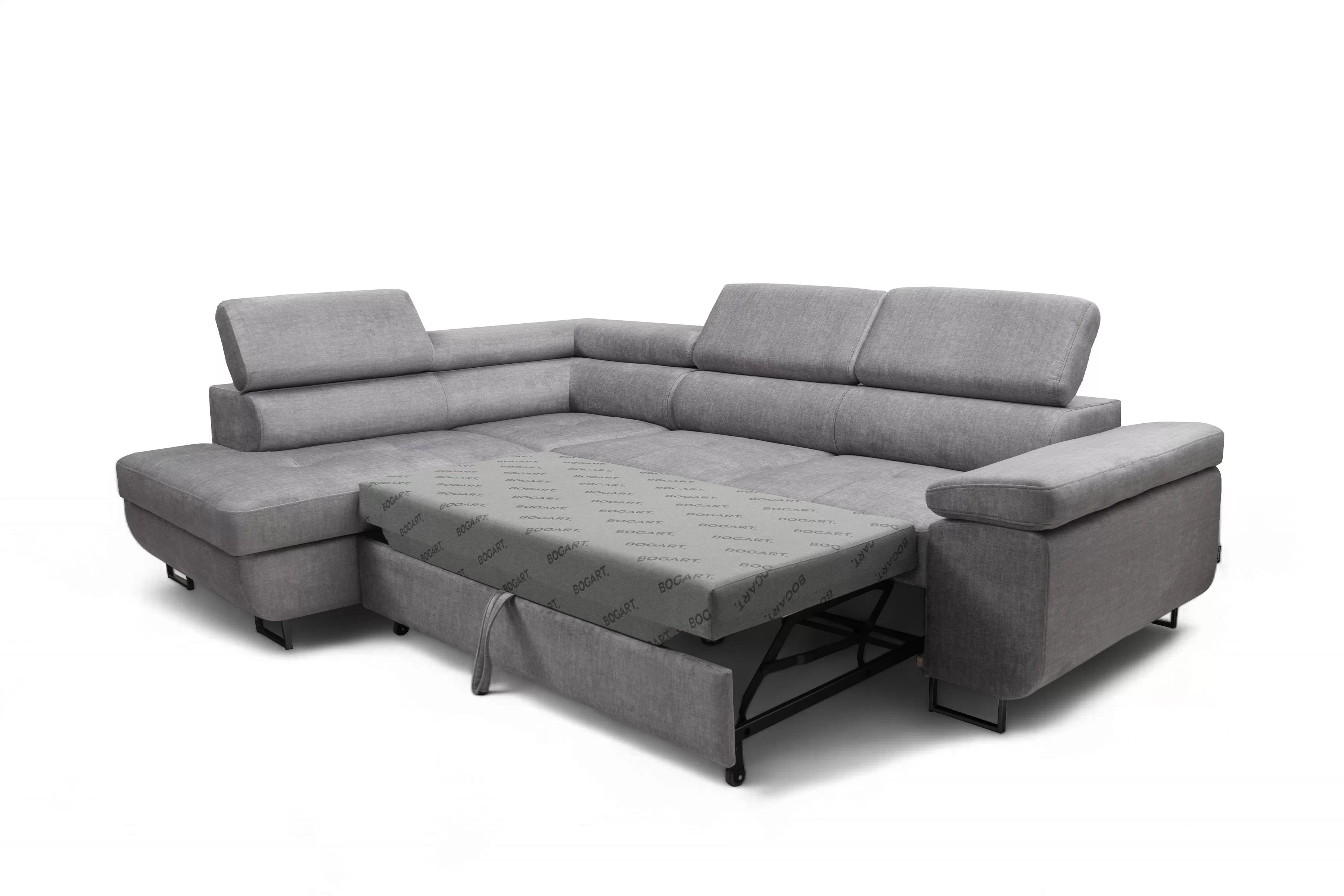 Rozkladacia rohová sedacia súprava Annabelle L ľavá - sivý velúr Vogue 14 / čierne nožičky Rohová sedacia súprava s funkciou spánku Annabelle L Ľavá strana - šedý velúr Vogue 14 / nožičky čierny