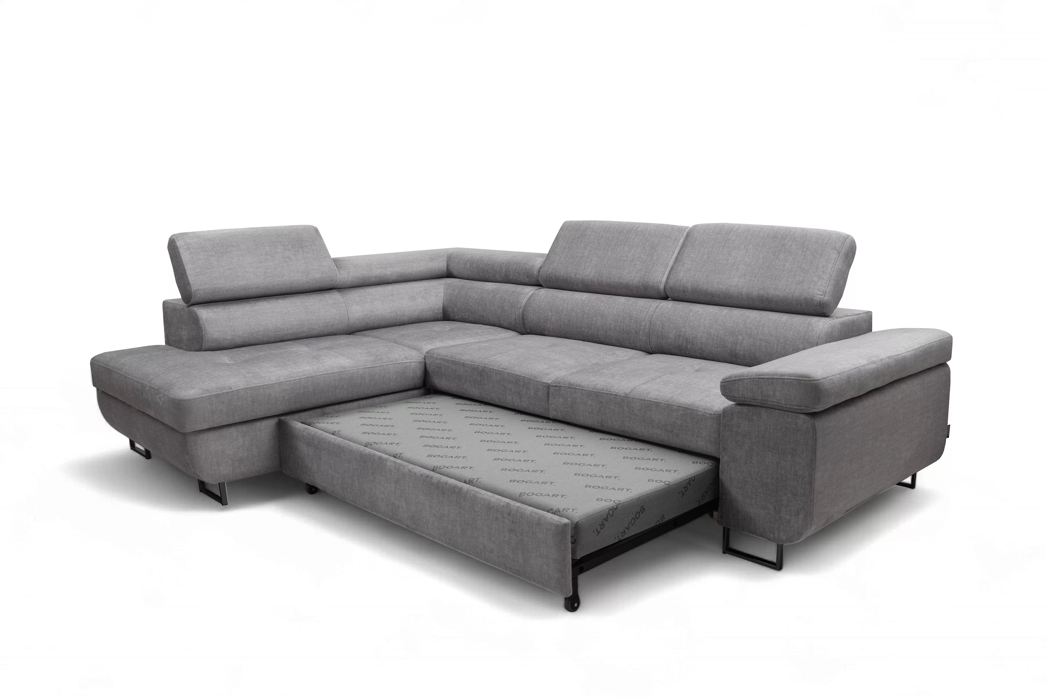 Rozkladacia rohová sedacia súprava Annabelle L ľavá - sivý velúr Vogue 14 / čierne nožičky Rohová sedacia súprava s funkciou spánku Annabelle L Ľavá strana - šedý velúr Vogue 14 / nožičky čierny