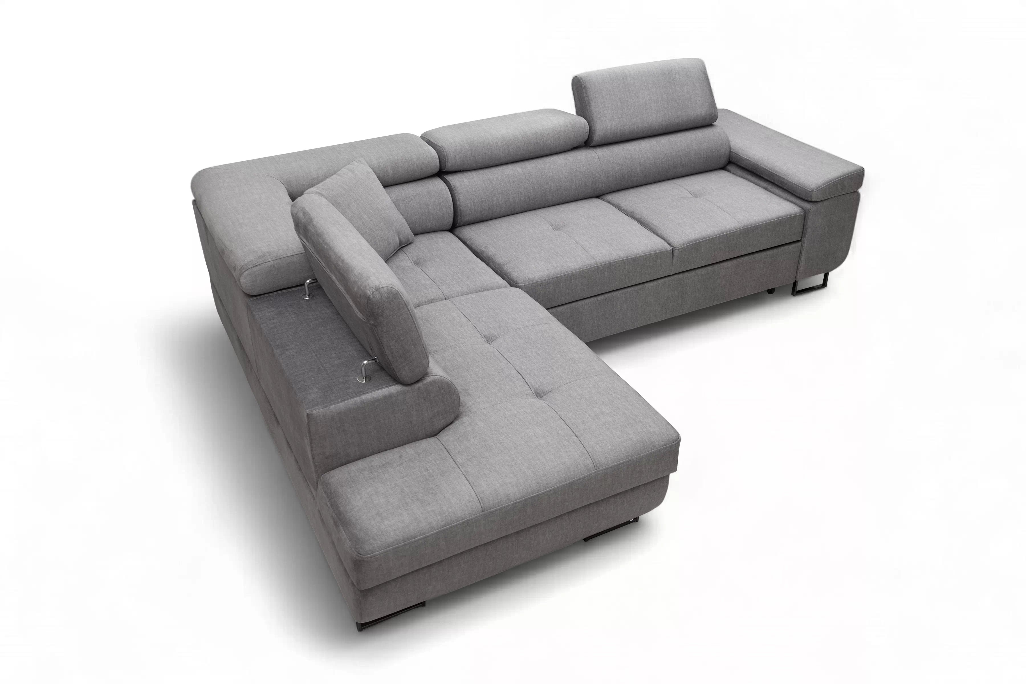 Rozkladacia rohová sedacia súprava Annabelle L ľavá - sivý velúr Vogue 14 / čierne nožičky Rohová sedacia súprava s funkciou spánku Annabelle L Ľavá strana - šedý velúr Vogue 14 / nožičky čierny