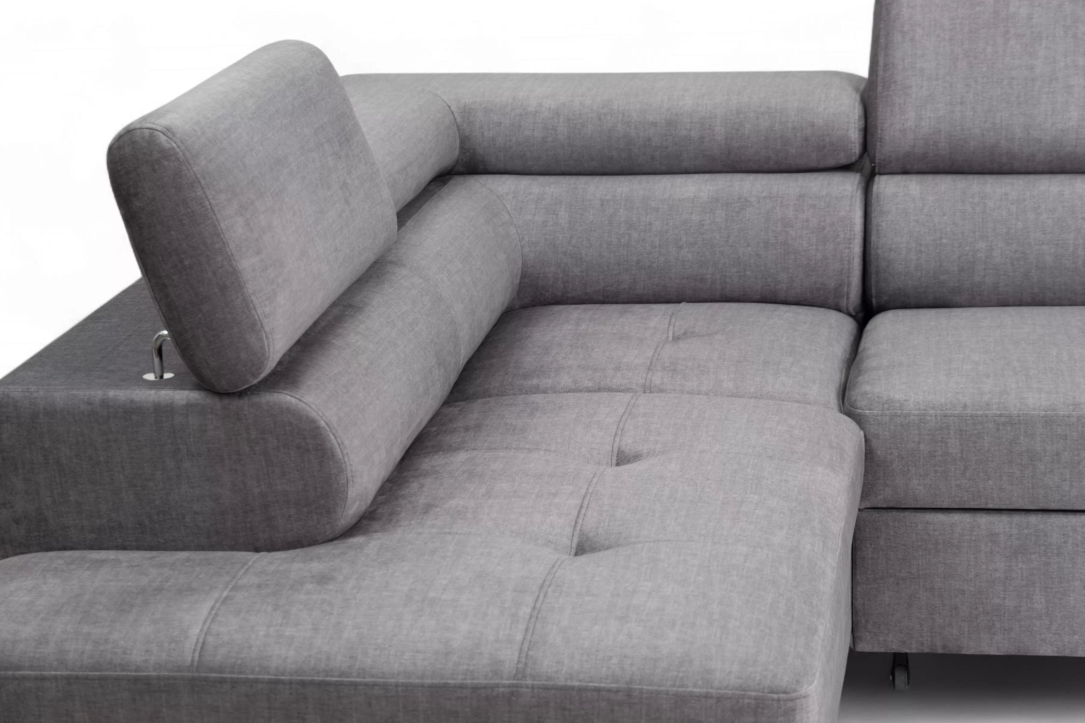 Rozkladacia rohová sedacia súprava Annabelle L ľavá - sivý velúr Vogue 14 / čierne nožičky Rohová sedacia súprava s funkciou spánku Annabelle L Ľavá strana - šedý velúr Vogue 14 / nožičky čierny