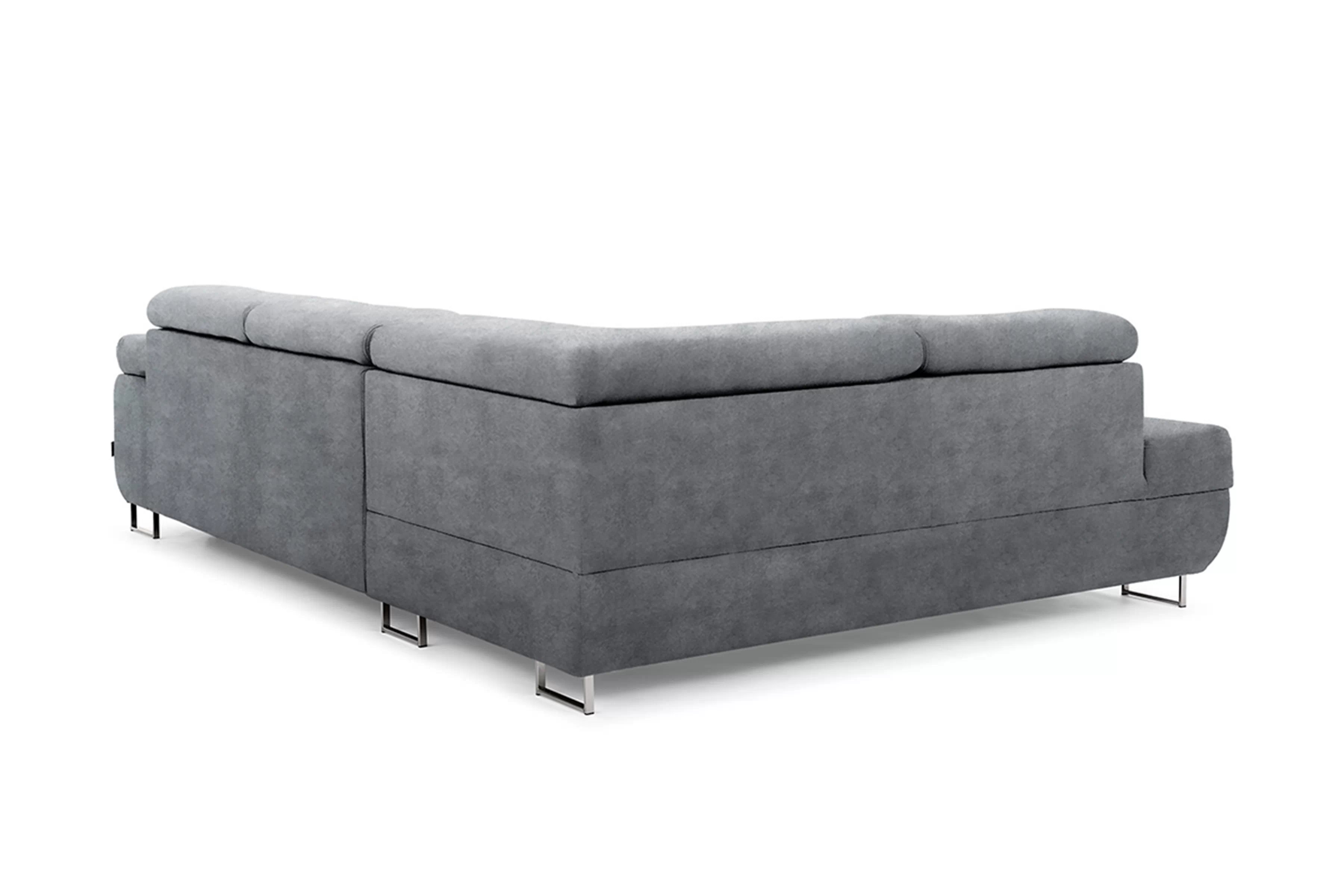 Rozkládací rohová sedací souprava Annabelle L levá - grafitová Zetta 304 / chromované nožky Rohová sedací souprava rozkládací Annabelle levá - grafitová samet hydrofobní  Zetta 304