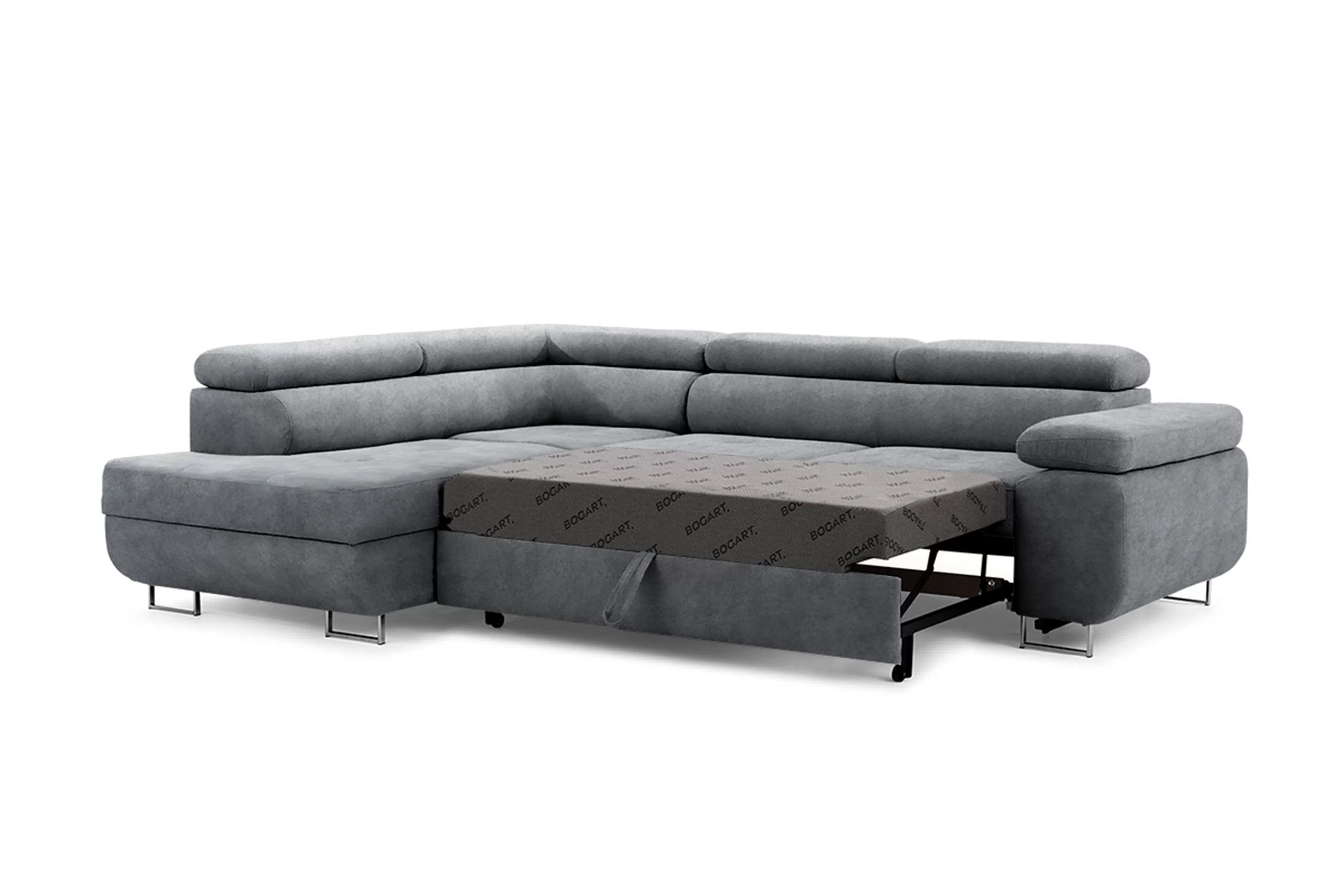 Rozkládací rohová sedací souprava Annabelle L levá - grafitová Zetta 304 / chromované nožky Rohová sedací souprava rozkládací Annabelle levá - grafitová samet hydrofobní  Zetta 304