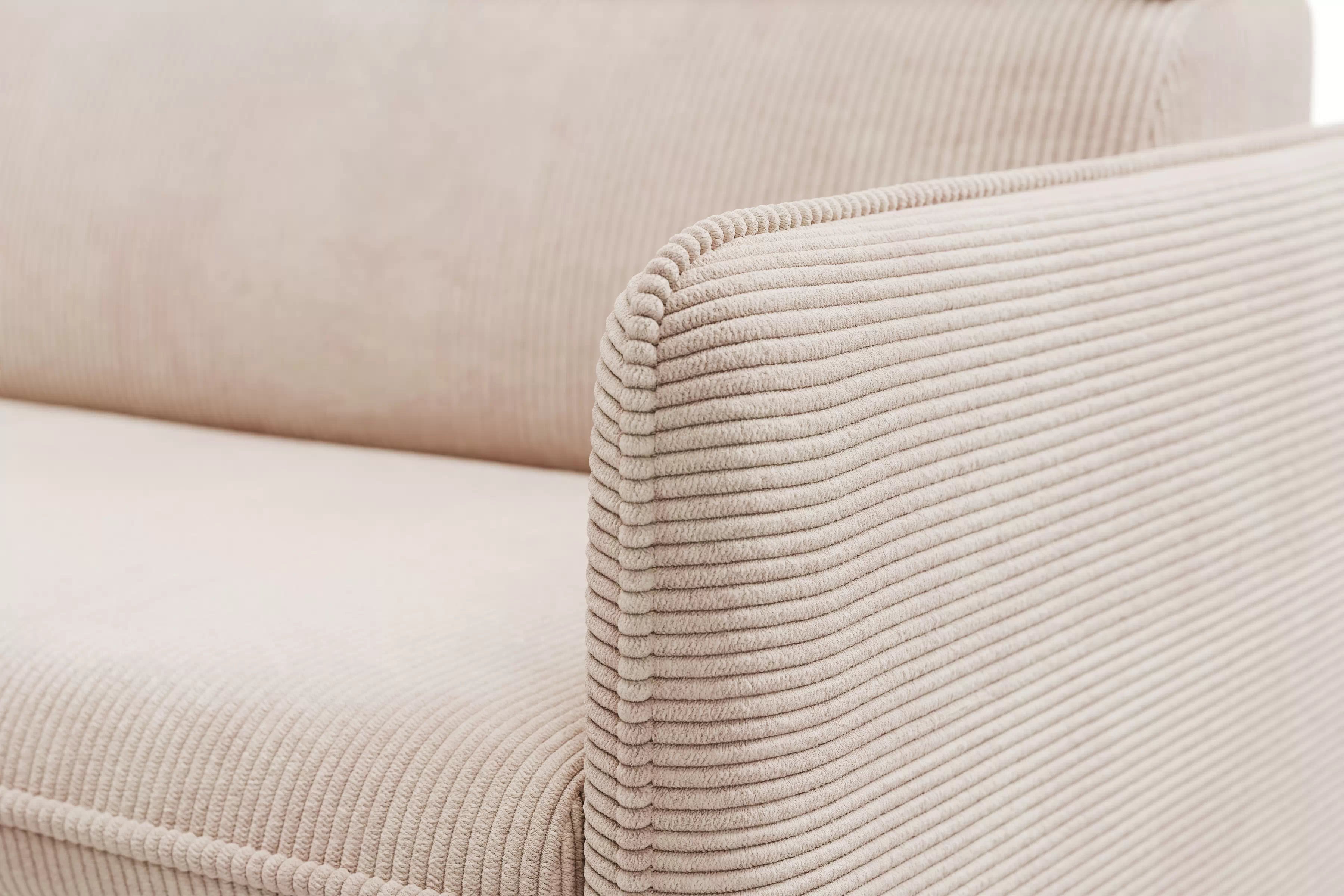 Rozkládací rohová sedací souprava Barcelia Mini - béžová Anafi 22 / snadno čistitelná / univerzální strana Rohová sedací souprava rozkládací Barcelia Mini - béžová manšestr snadno čistitelný Anafi 22