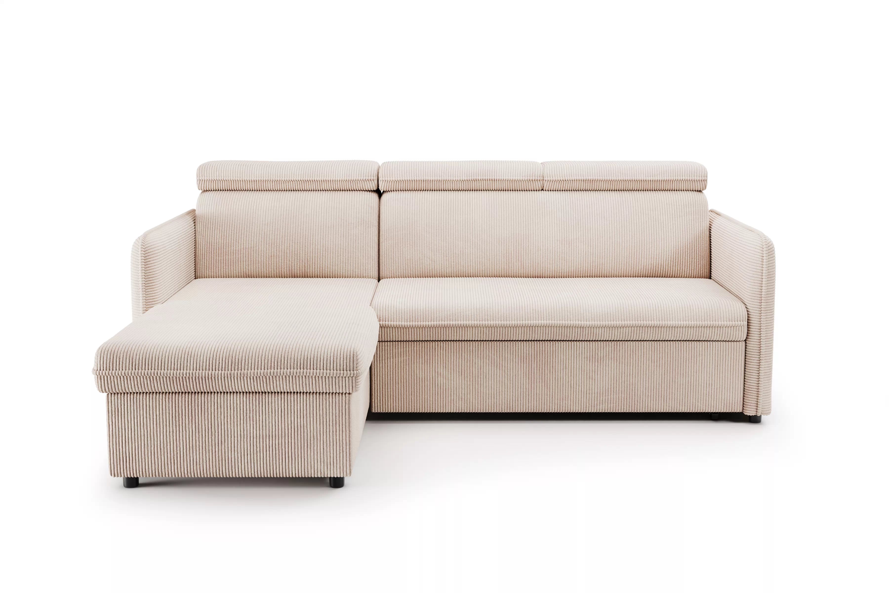 Rozkládací rohová sedací souprava Barcelia Mini - béžová Anafi 22 / snadno čistitelná / univerzální strana Rohová sedací souprava rozkládací Barcelia Mini - béžová manšestr snadno čistitelný Anafi 22