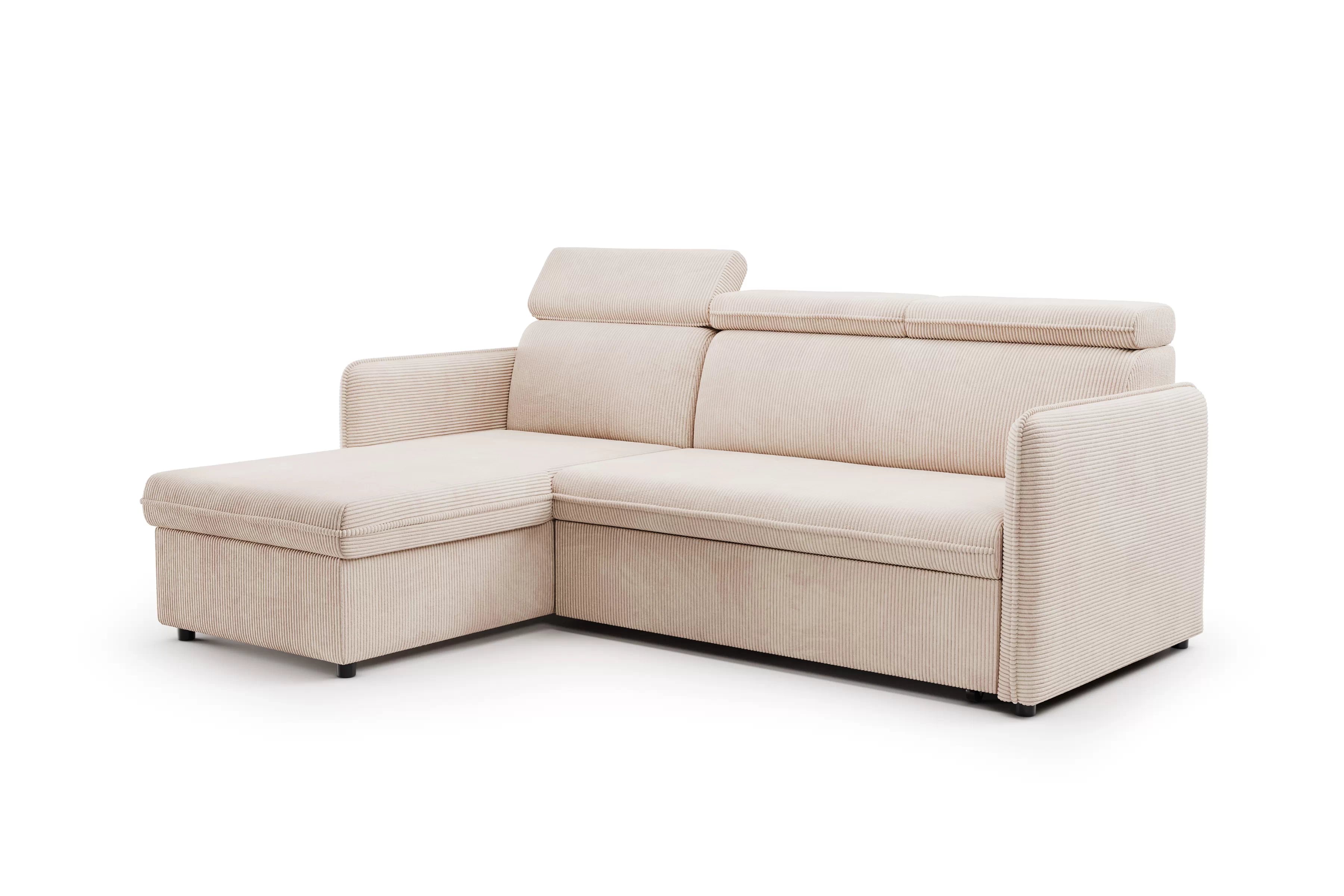 Rozkládací rohová sedací souprava Barcelia Mini - béžová Anafi 22 / snadno čistitelná / univerzální strana Rohová sedací souprava rozkládací Barcelia Mini - béžová manšestr snadno čistitelný Anafi 22