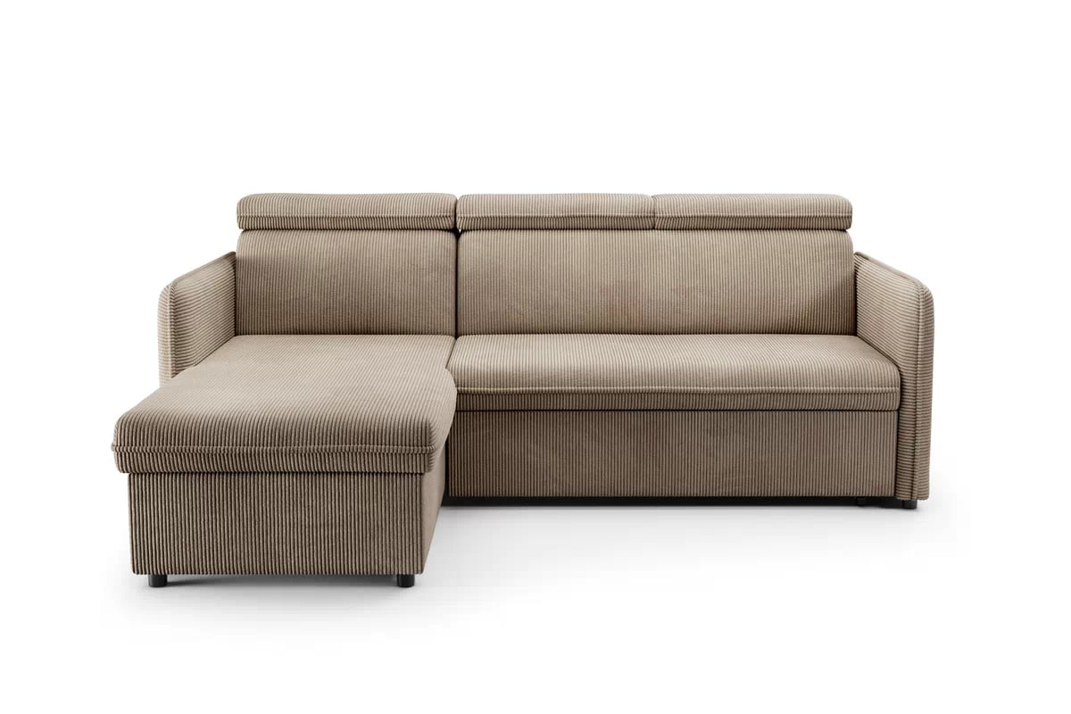 Rozkládací rohová sedací souprava Barcelia Mini - hnědá Anafi 06 / snadno čistitelná / univerzální strana Rohová sedací souprava s funkcí spaní Barcelia Mini - Hnědý manšestr snadno čistitelný Anafi 06