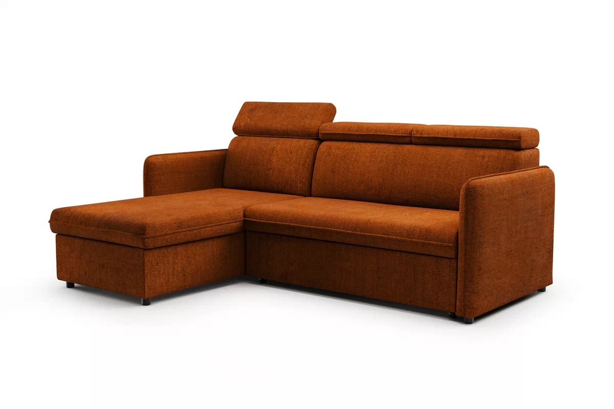 Rozkládací rohová sedací souprava Barcelia Mini univerzální - cihlová Enjoy New 39 Rohová sedací souprava s funkcí spaní Barcelia Mini - ruda potahová látka hydrofobowa Enjoy New 39