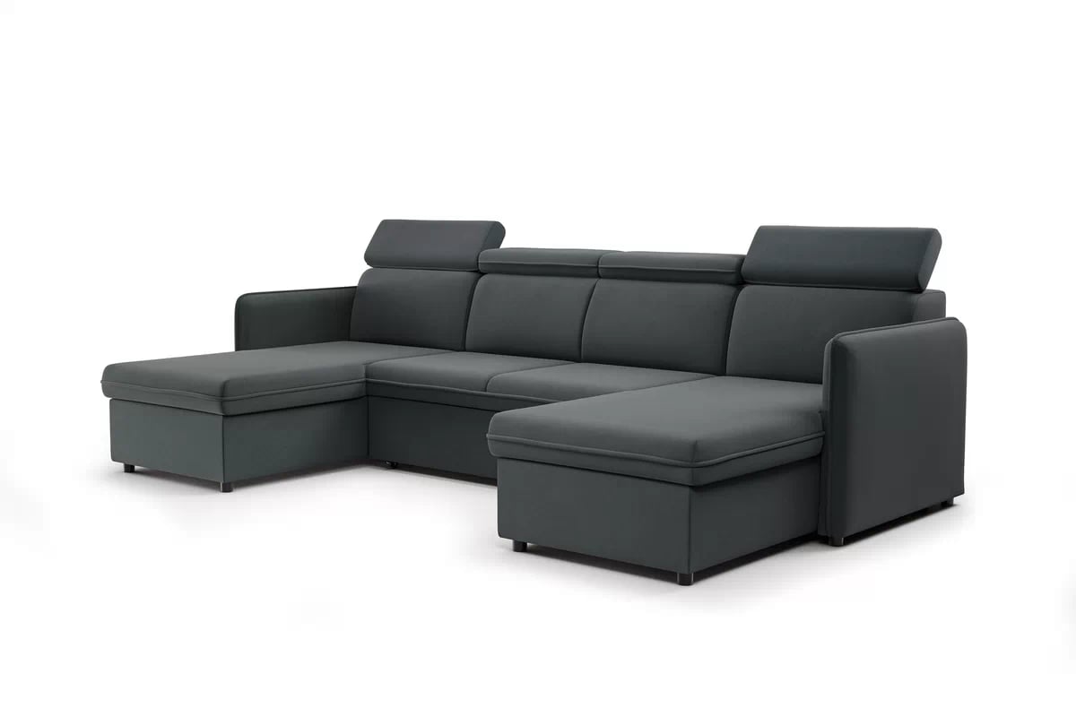 Rozkladacia rohová sedacia súprava Barcelia U - šedá látka Asti 19 Rohová sedacia súprava s funkciou spania Barcelia U - šedá látka Asti 19