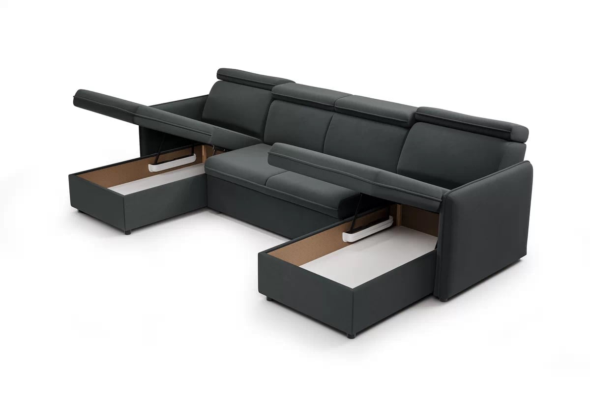 Rozkladacia rohová sedacia súprava Barcelia U - šedá látka Asti 19 Rohová sedacia súprava s funkciou spania Barcelia U - šedá látka Asti 19