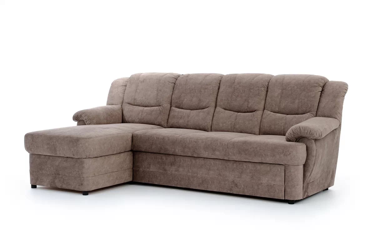 Rozkládací rohová sedací souprava Belluno Mini levá - hnědá Forever 63 Hnědý Rohová sedací souprava s boky