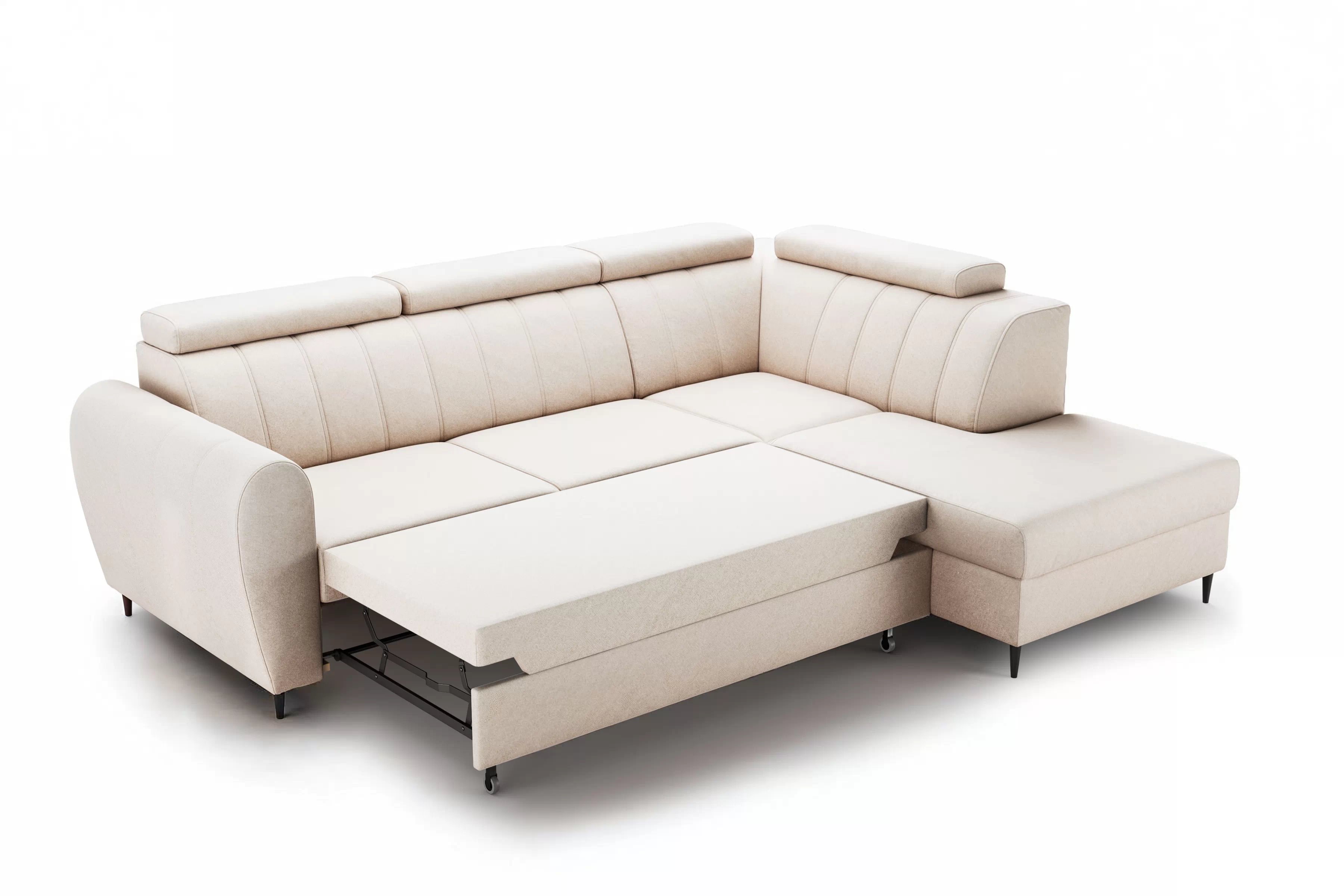 Rozkladacia rohová sedacia súprava Celias L pravá - béžový zamat Paros 2 Rohová sedacia súprava s funkciou spania Celias L pravá strana - béžový zamat Paros 2