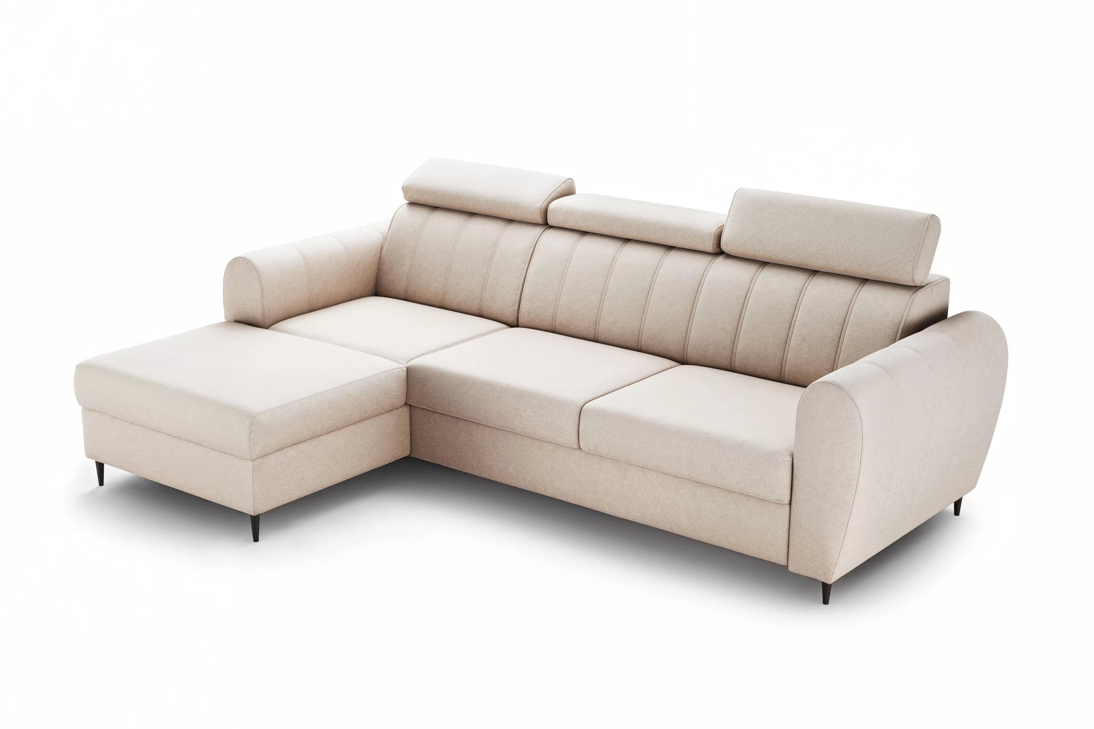 Rozkládací rohová sedací souprava Celias Mini levá - béžová látka Paros 2 Rohová sedací souprava rozkládací Celias Mini levá - béžová samet Paros 2