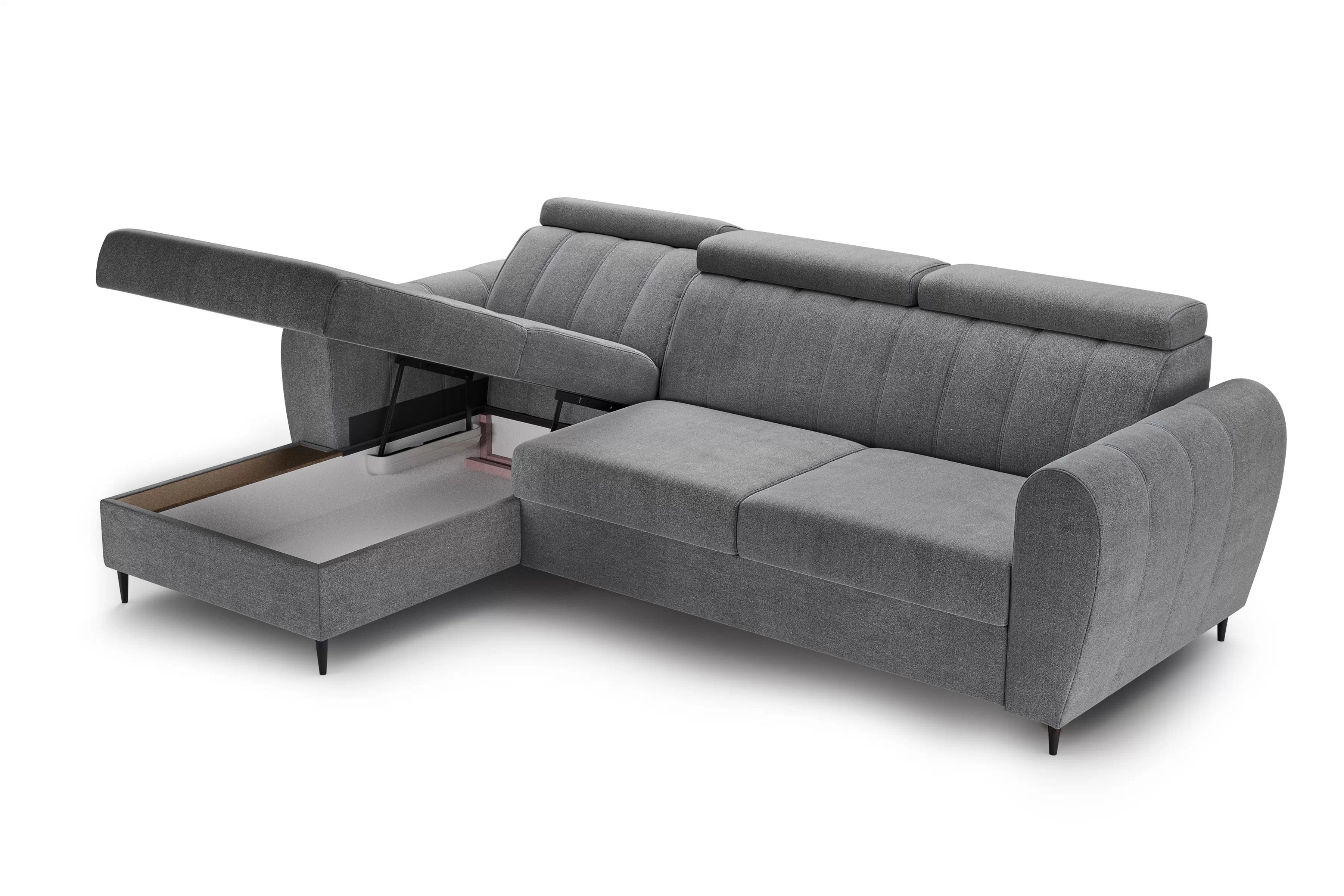 Rozkládací rohová sedací souprava Celias Mini levá - šedá látka Kronos 22 Rohová sedací souprava rozkládací Celias Mini levá - šedá samet Kronos 22