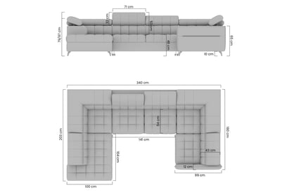 Rohová sedacia súprava Elarias U rozkladacia Rohová sedacia súprava s funkciou spánku Elarias U 