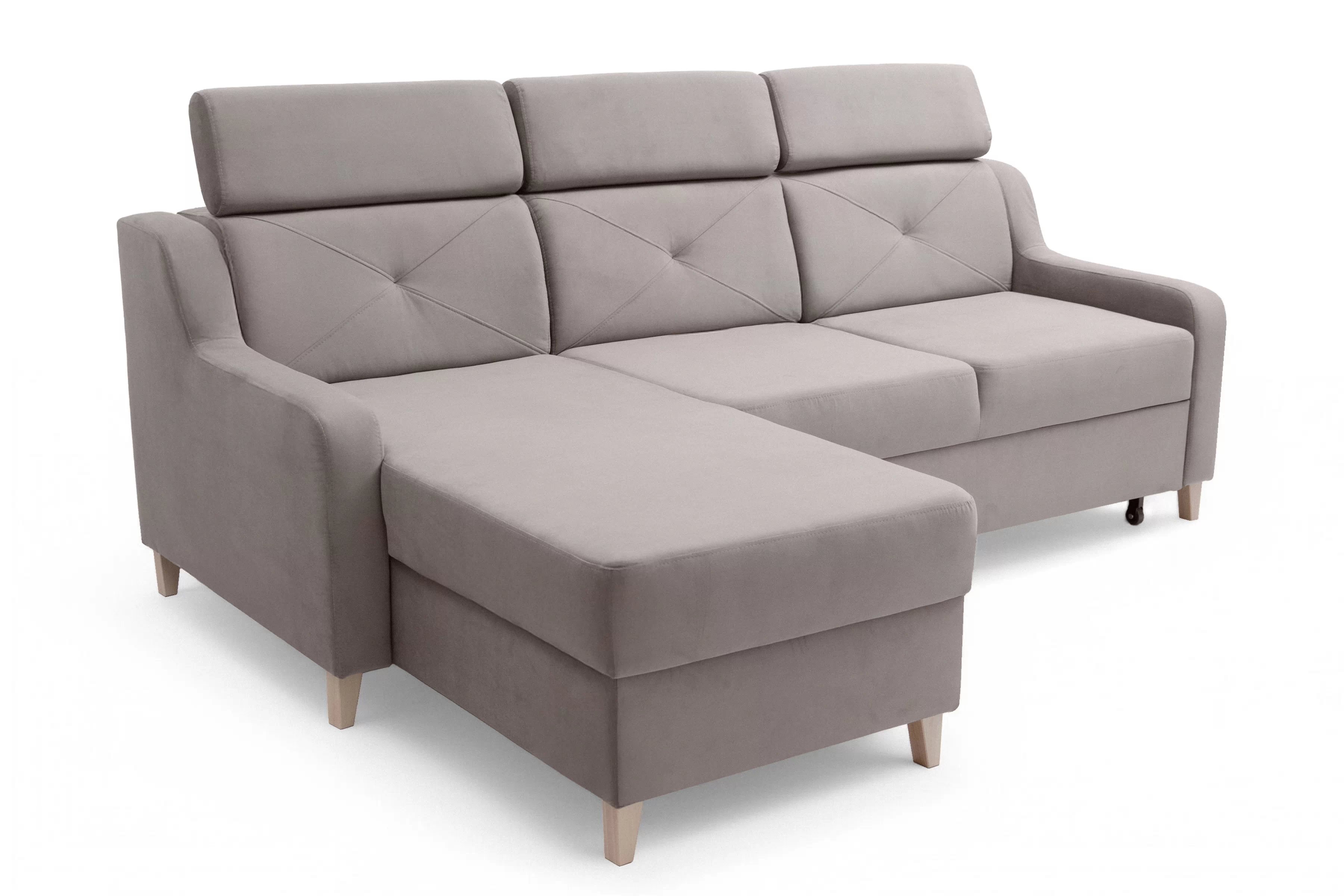 Rohová sedačka Laksaro s rozkladom ľavostranná - tmavý béžový zamat Jasmine 25 Rohová sedacia súprava s funkciou spánku Laksaro Ľavá strana - jasno Hnedý velúr Jasmine 25