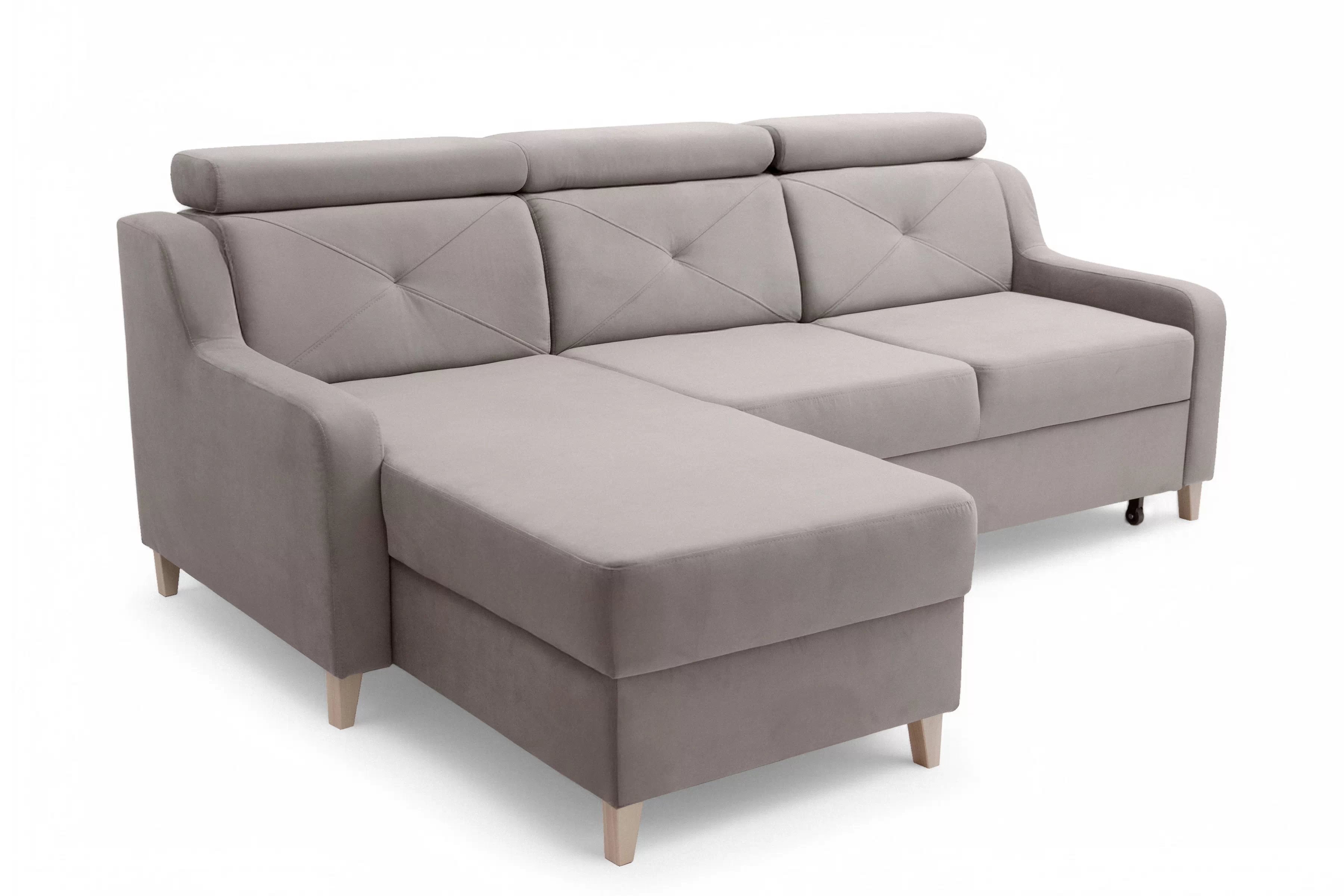 Rohová sedačka Laksaro s rozkladom ľavostranná - tmavý béžový zamat Jasmine 25 Rohová sedacia súprava s funkciou spánku Laksaro Ľavá strana - jasno Hnedý velúr Jasmine 25