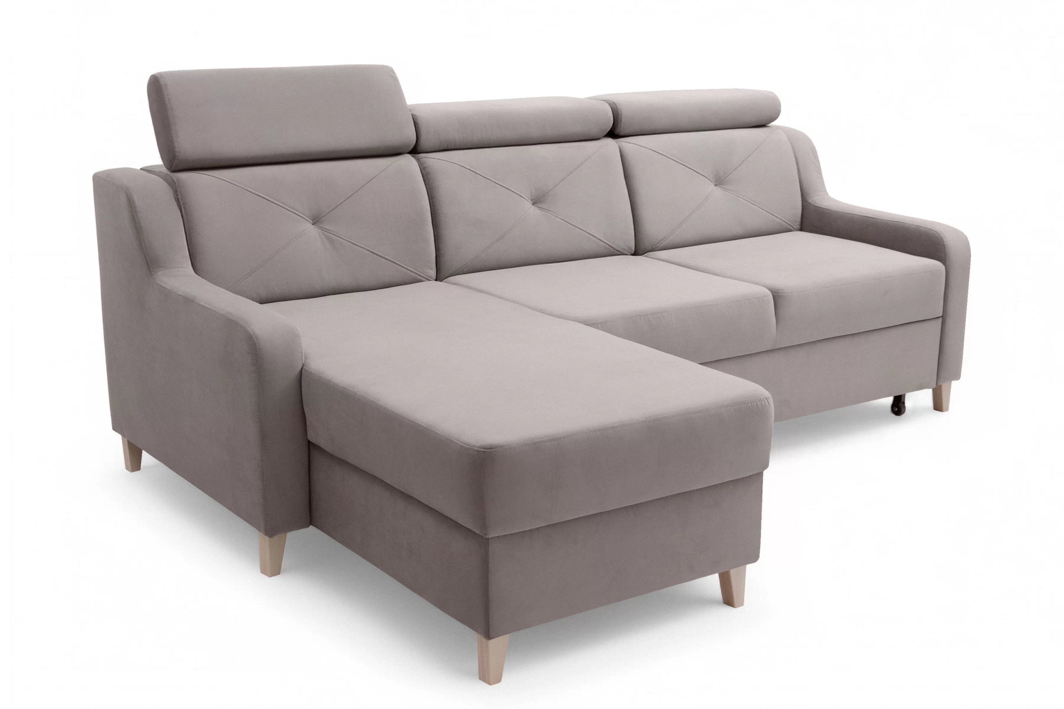 Rohová sedačka Laksaro s rozkladom ľavostranná - tmavý béžový zamat Jasmine 25 Rohová sedacia súprava s funkciou spánku Laksaro Ľavá strana - jasno Hnedý velúr Jasmine 25