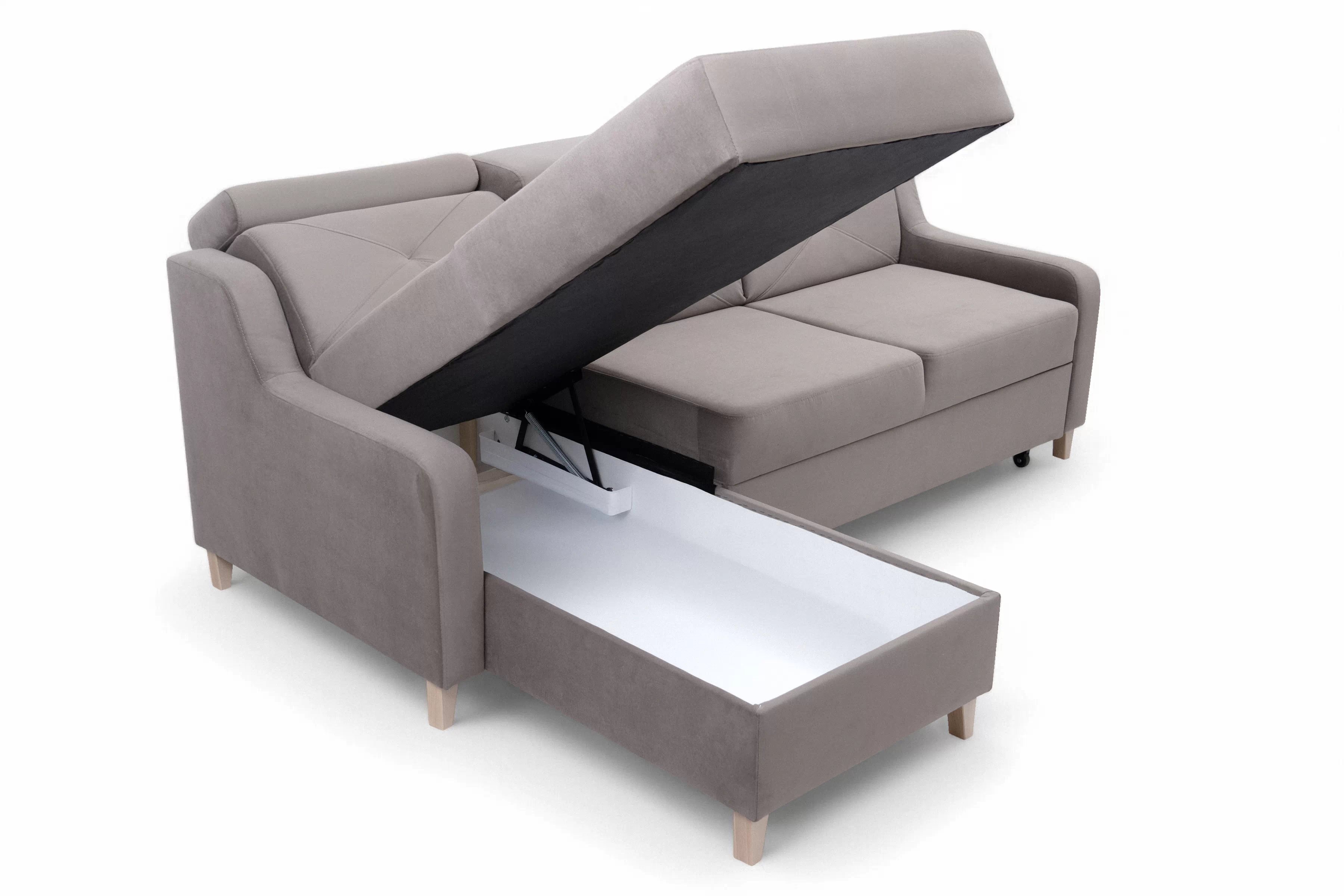 Rohová sedačka Laksaro s rozkladom ľavostranná - tmavý béžový zamat Jasmine 25 Rohová sedacia súprava s funkciou spánku Laksaro Ľavá strana - jasno Hnedý velúr Jasmine 25