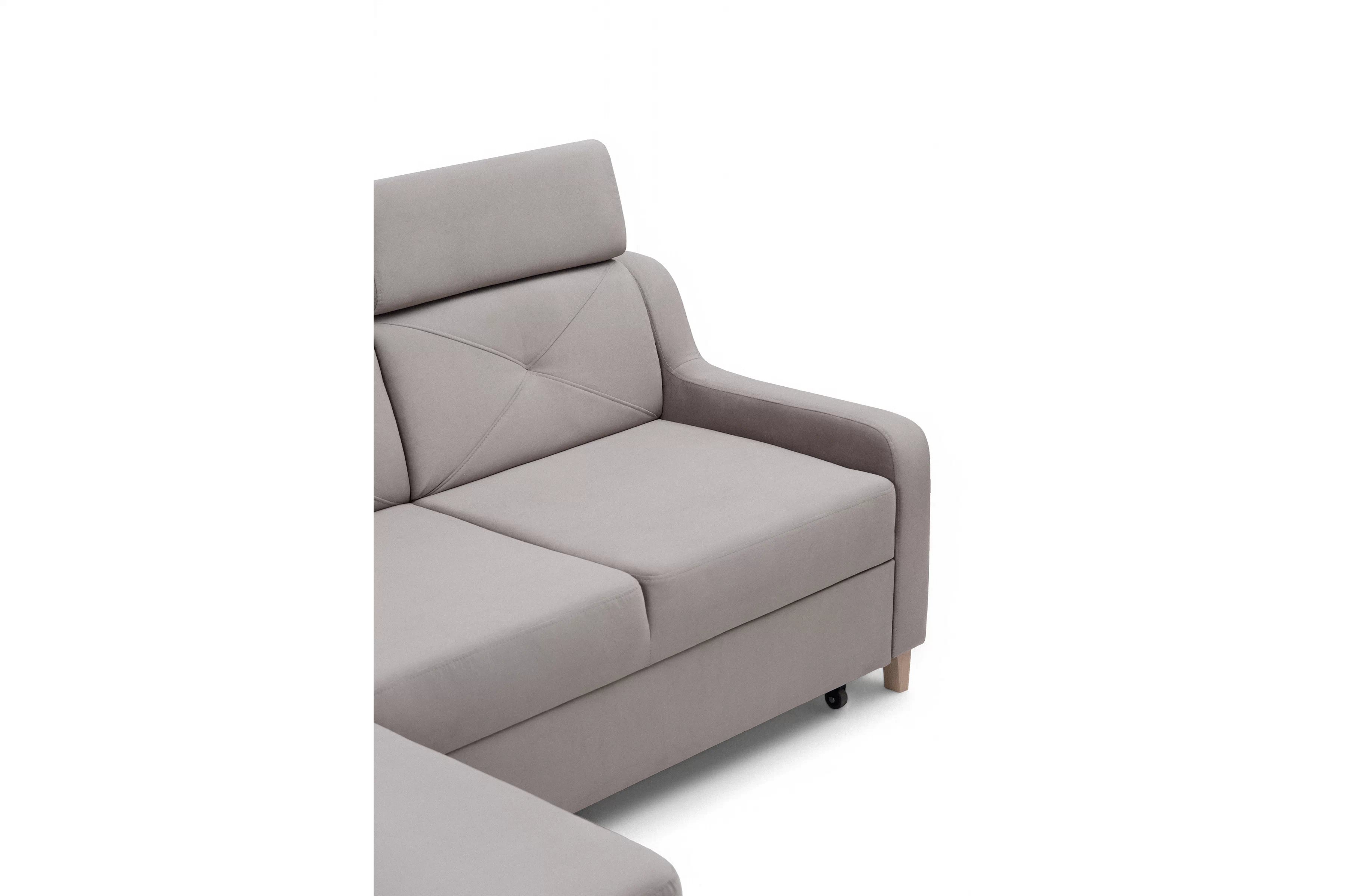 Rohová sedačka Laksaro s rozkladom ľavostranná - tmavý béžový zamat Jasmine 25 Rohová sedacia súprava s funkciou spánku Laksaro Ľavá strana - jasno Hnedý velúr Jasmine 25