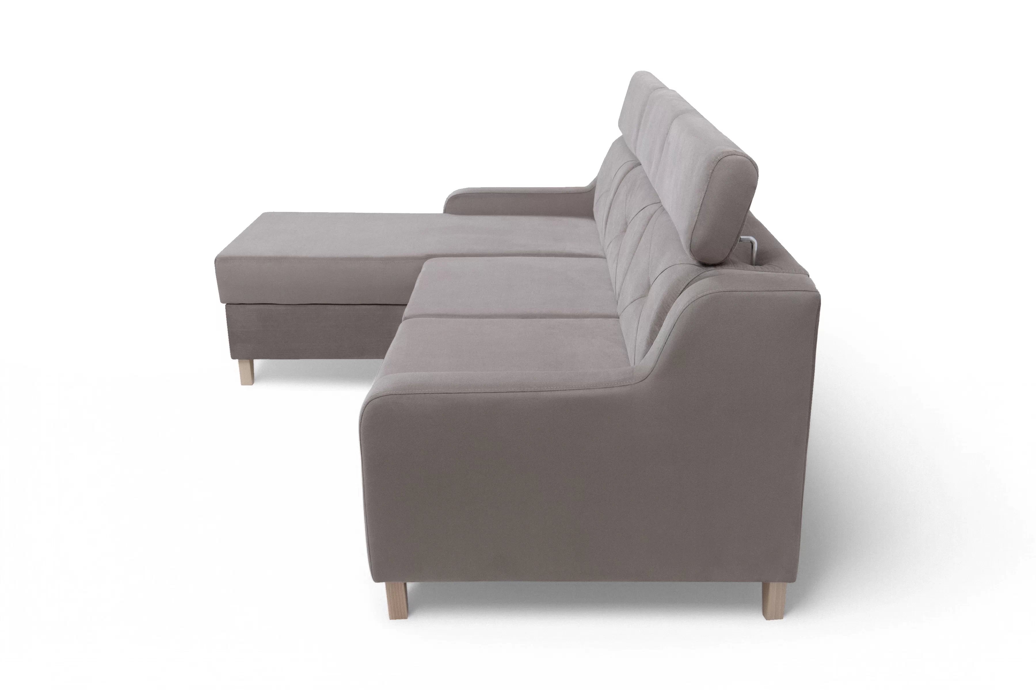 Rohová sedačka Laksaro s rozkladom ľavostranná - tmavý béžový zamat Jasmine 25 Rohová sedacia súprava s funkciou spánku Laksaro Ľavá strana - jasno Hnedý velúr Jasmine 25