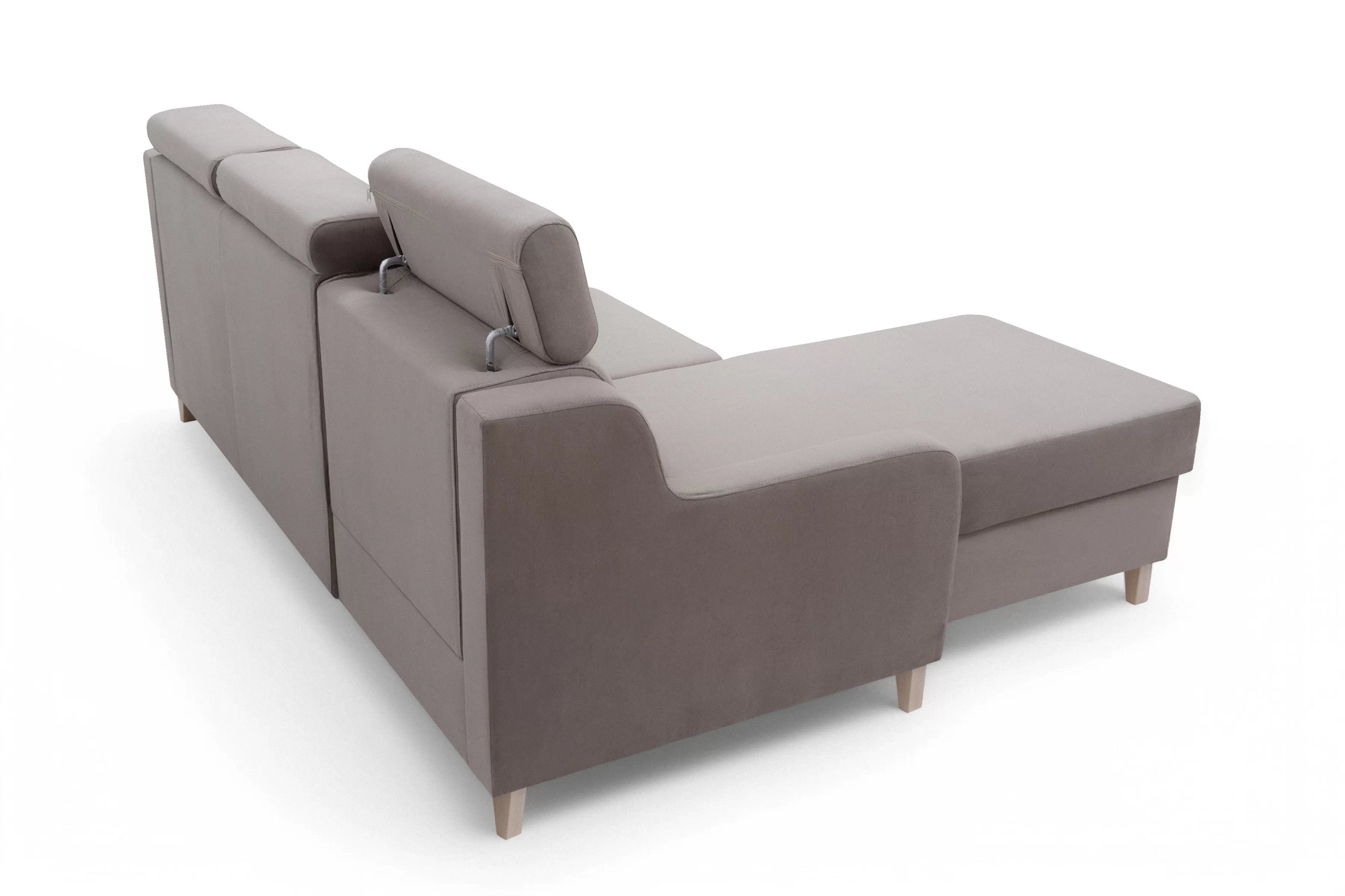 Rohová sedačka Laksaro s rozkladom ľavostranná - tmavý béžový zamat Jasmine 25 Rohová sedacia súprava s funkciou spánku Laksaro Ľavá strana - jasno Hnedý velúr Jasmine 25