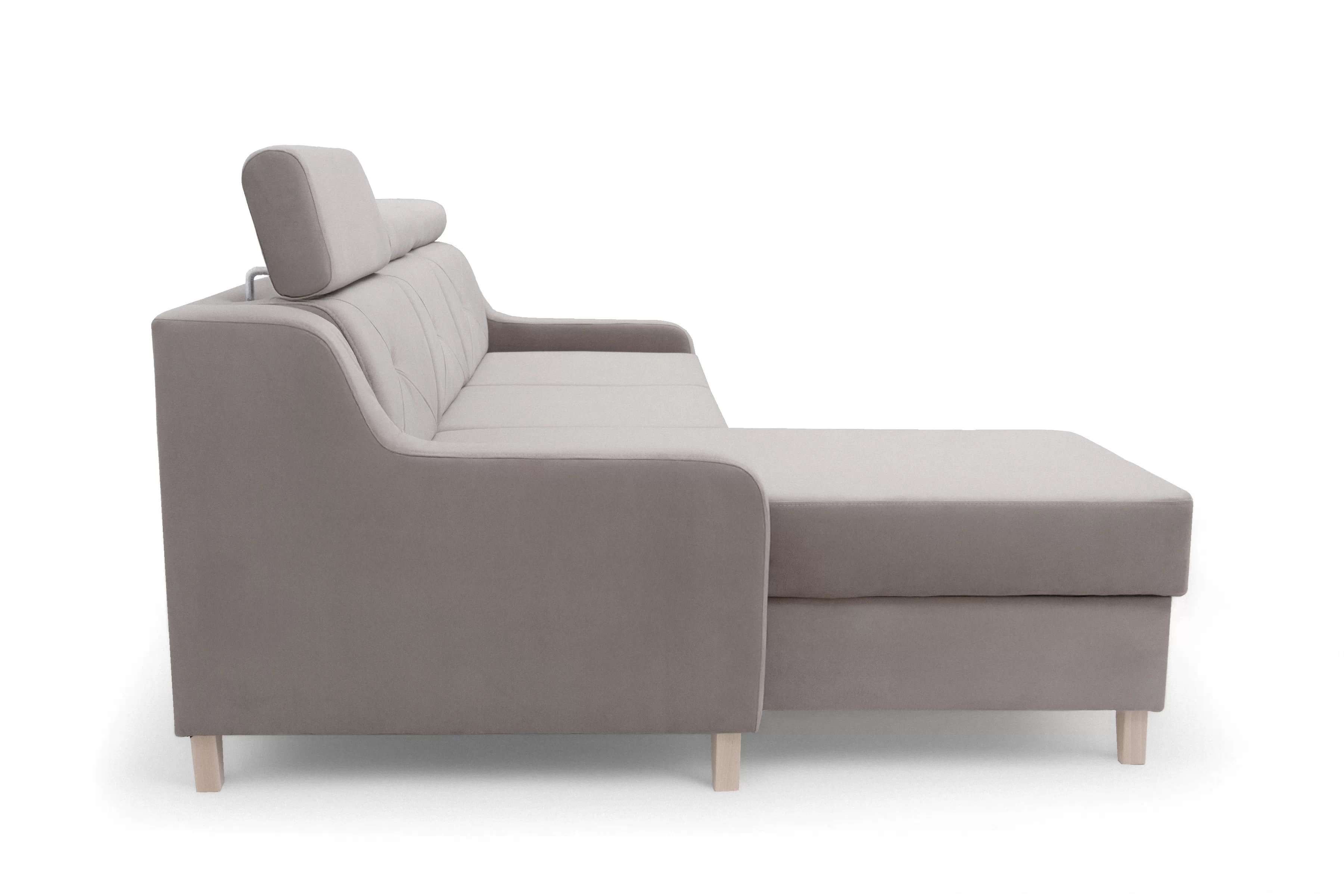 Rohová sedačka Laksaro s rozkladom ľavostranná - tmavý béžový zamat Jasmine 25 Rohová sedacia súprava s funkciou spánku Laksaro Ľavá strana - jasno Hnedý velúr Jasmine 25