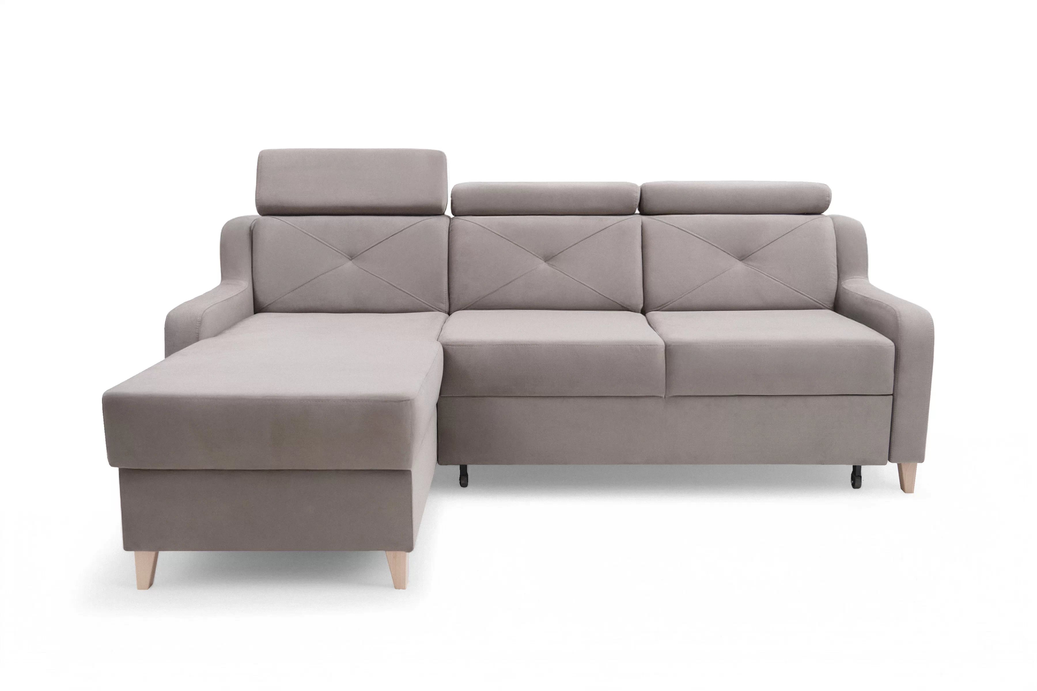 Rohová sedačka Laksaro s rozkladom ľavostranná - tmavý béžový zamat Jasmine 25 Rohová sedacia súprava s funkciou spánku Laksaro Ľavá strana - jasno Hnedý velúr Jasmine 25