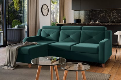 Colţar Laksaro stânga extensibil - verde catifea Trinity 28