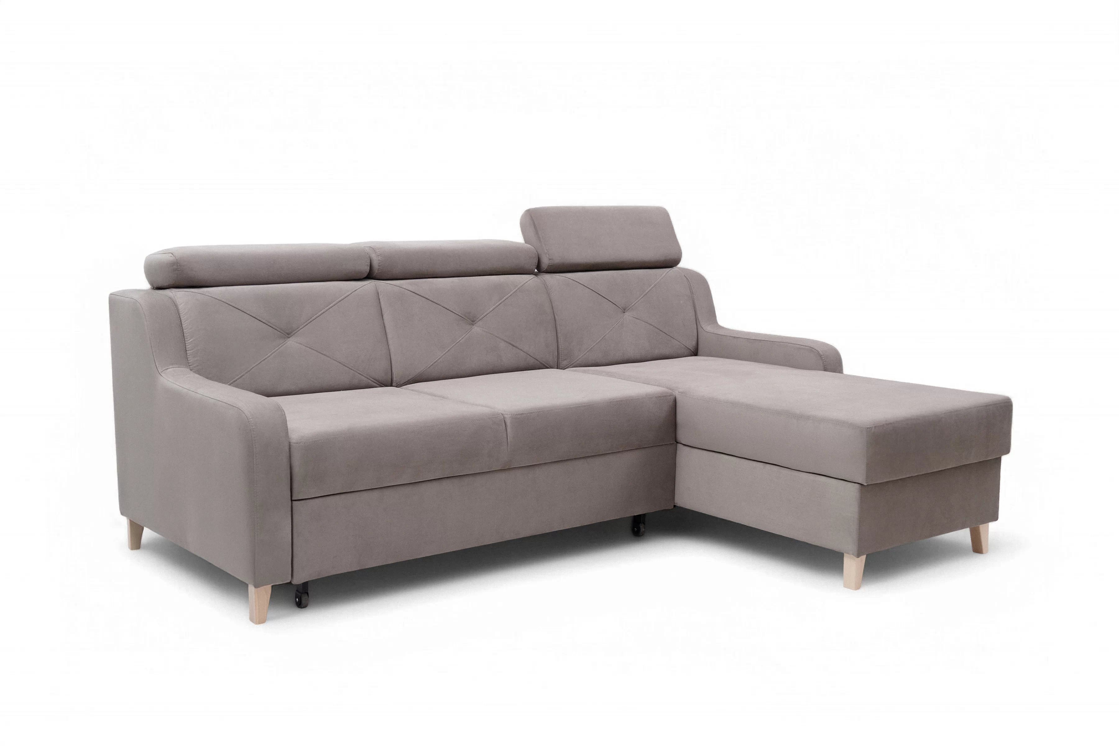 Rohová sedačka Laksaro s rozkladom pravostranná - tmavobéžový zamat Jasmine 25 Rohová sedacia súprava s funkciou spánku Laksaro pravá strana - jasno Hnedý velúr Jasmine 25