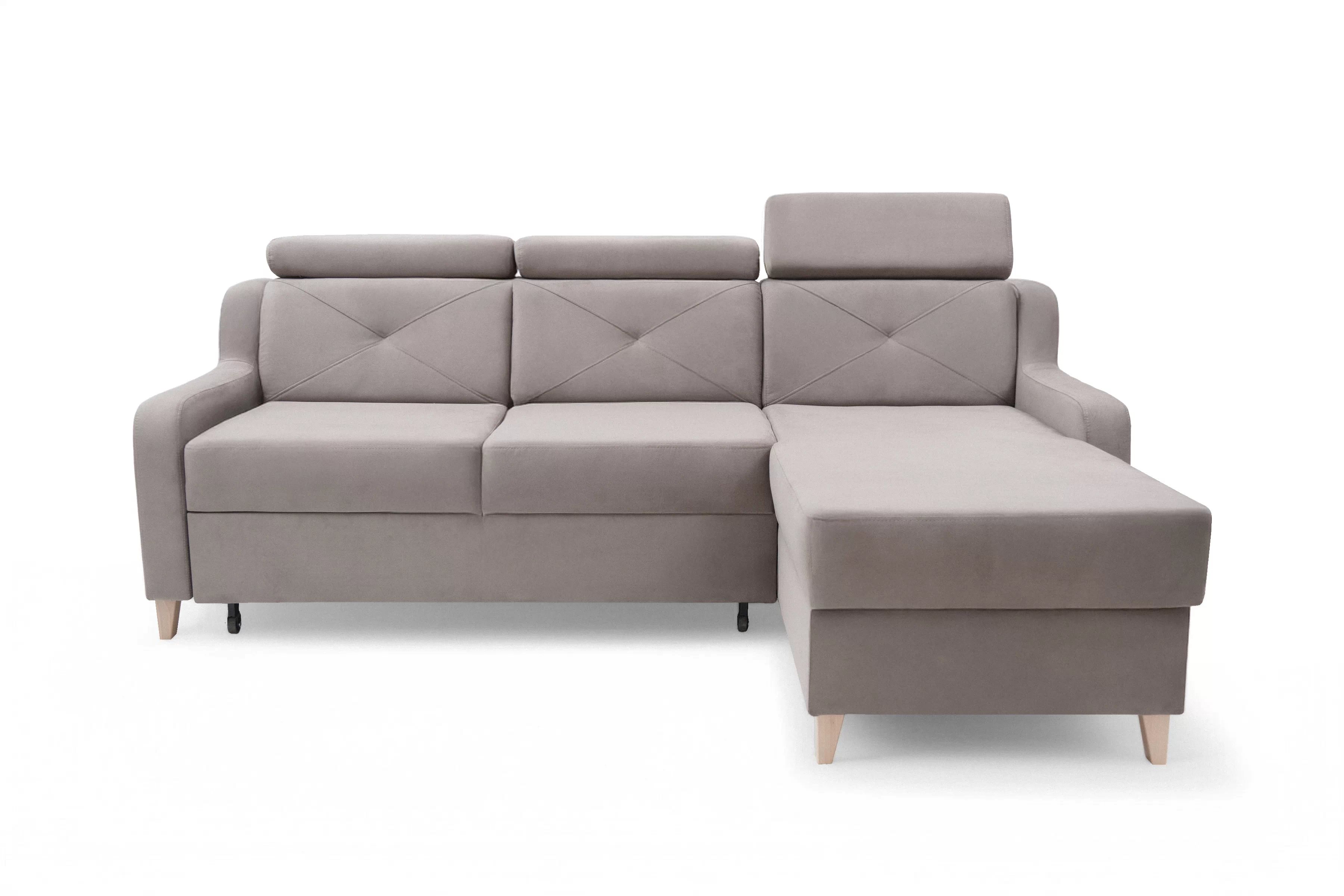 Rohová sedačka Laksaro s rozkladom pravostranná - tmavobéžový zamat Jasmine 25 Rohová sedacia súprava s funkciou spánku Laksaro pravá strana - jasno Hnedý velúr Jasmine 25