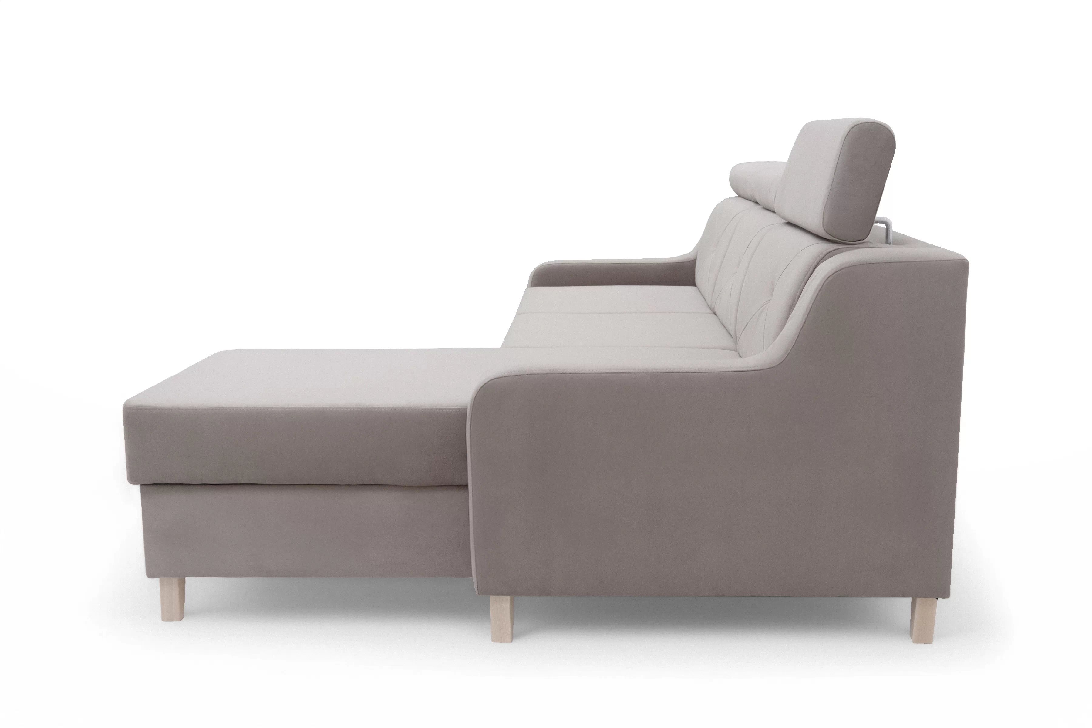 Rohová sedačka Laksaro s rozkladom pravostranná - tmavobéžový zamat Jasmine 25 Rohová sedacia súprava s funkciou spánku Laksaro pravá strana - jasno Hnedý velúr Jasmine 25