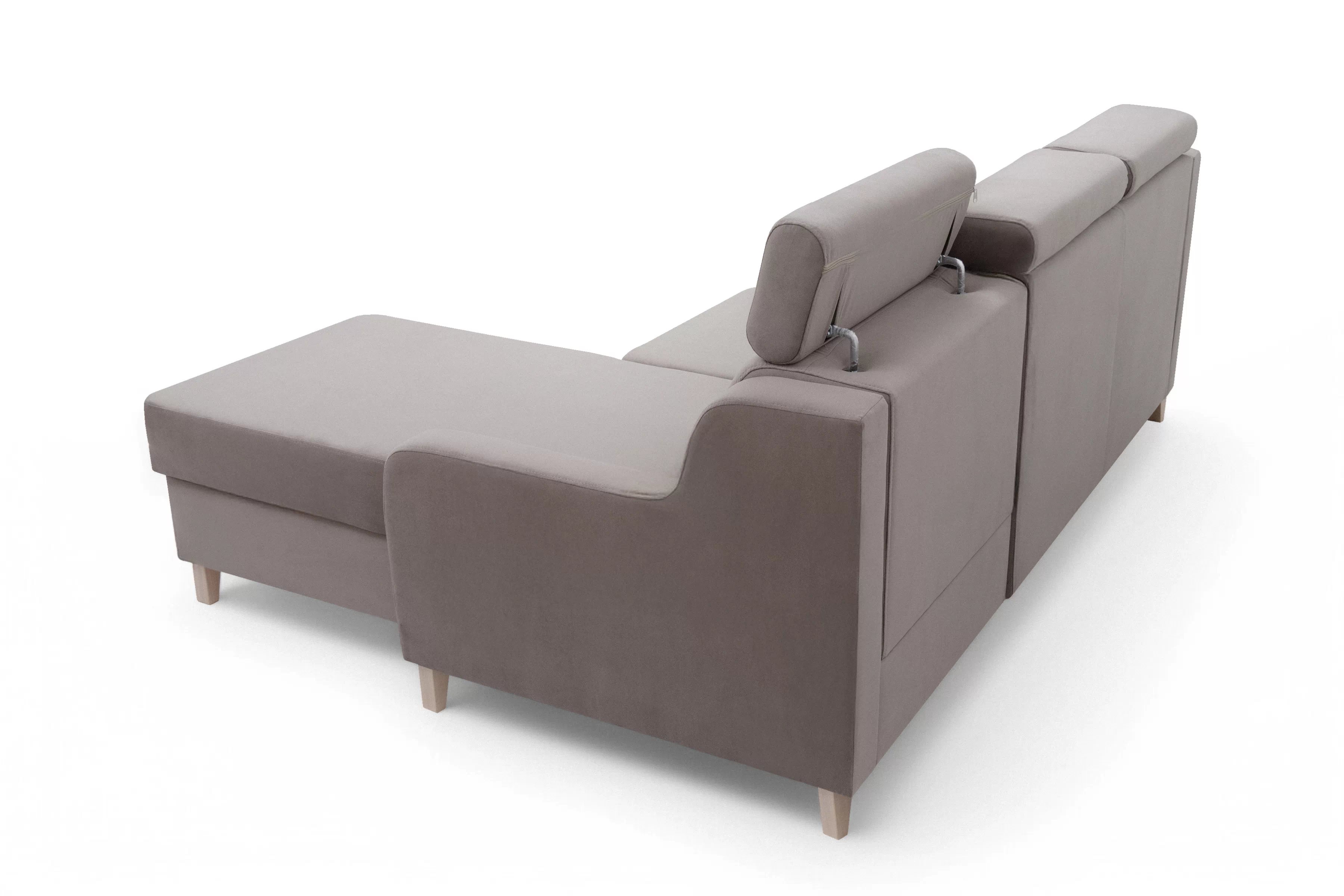 Rohová sedačka Laksaro s rozkladom pravostranná - tmavobéžový zamat Jasmine 25 Rohová sedacia súprava s funkciou spánku Laksaro pravá strana - jasno Hnedý velúr Jasmine 25