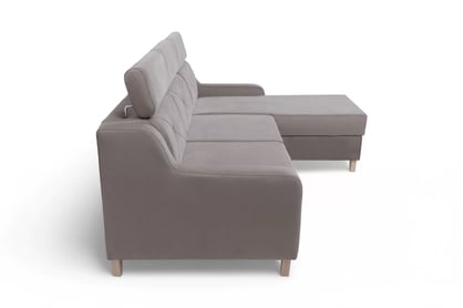 Colțar extensibil Laksaro dreapta - maro deschis catifea Jasmine 25 Naroznik z funkcja de dormit Laksaro pe partea dreaptă - jasno maro catifea Jasmine 25