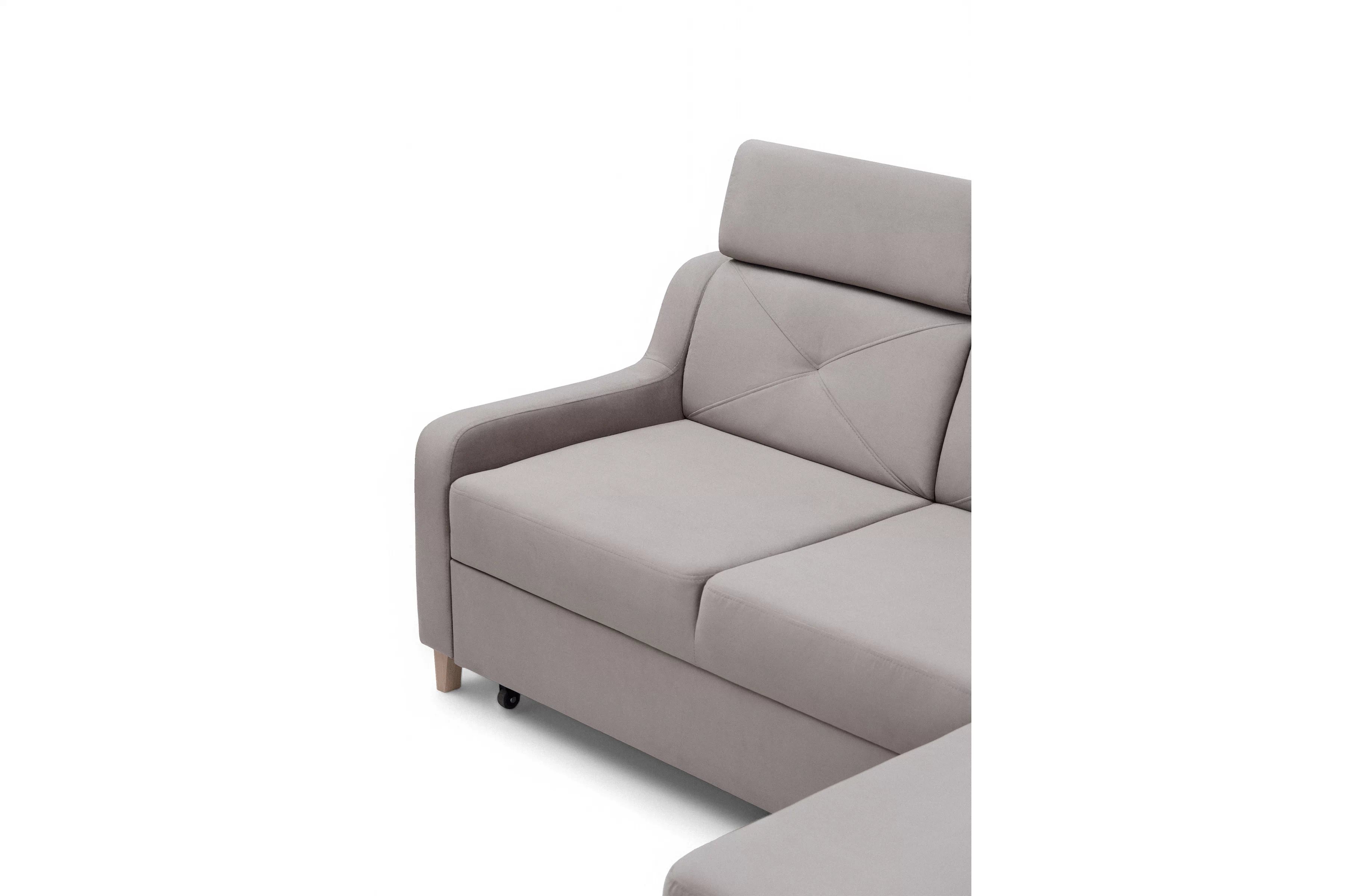 Rohová sedačka Laksaro s rozkladom pravostranná - tmavobéžový zamat Jasmine 25 Rohová sedacia súprava s funkciou spánku Laksaro pravá strana - jasno Hnedý velúr Jasmine 25