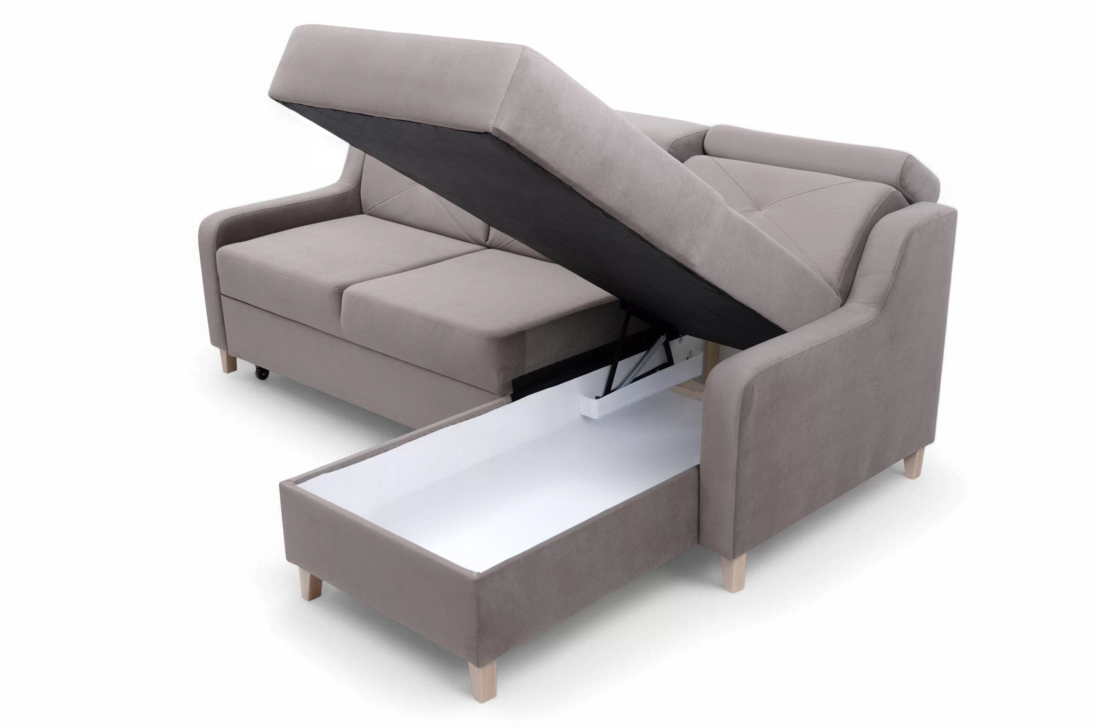 Rohová sedačka Laksaro s rozkladom pravostranná - tmavobéžový zamat Jasmine 25 Rohová sedacia súprava s funkciou spánku Laksaro pravá strana - jasno Hnedý velúr Jasmine 25