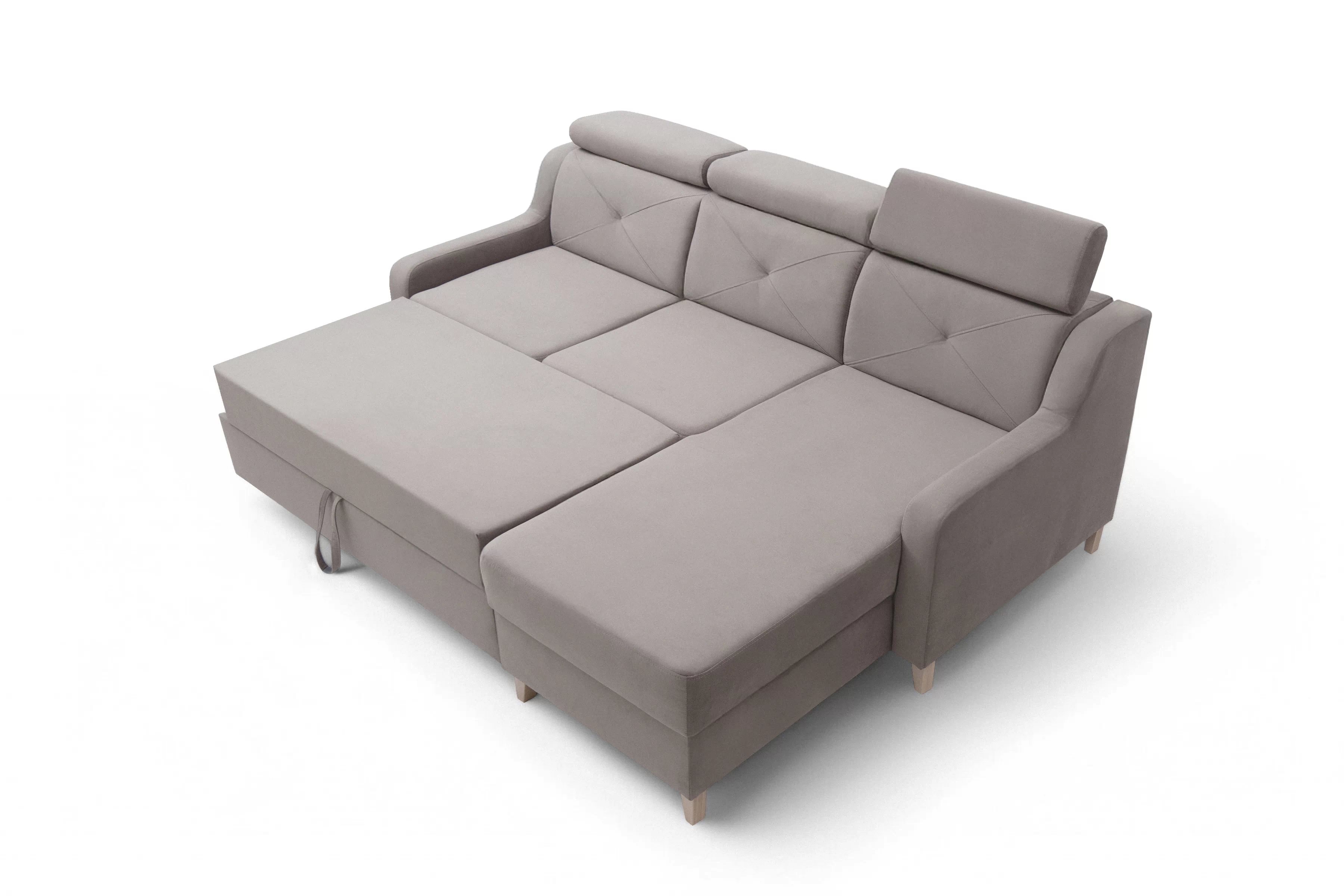 Rohová sedačka Laksaro s rozkladom pravostranná - tmavobéžový zamat Jasmine 25 Rohová sedacia súprava s funkciou spánku Laksaro pravá strana - jasno Hnedý velúr Jasmine 25