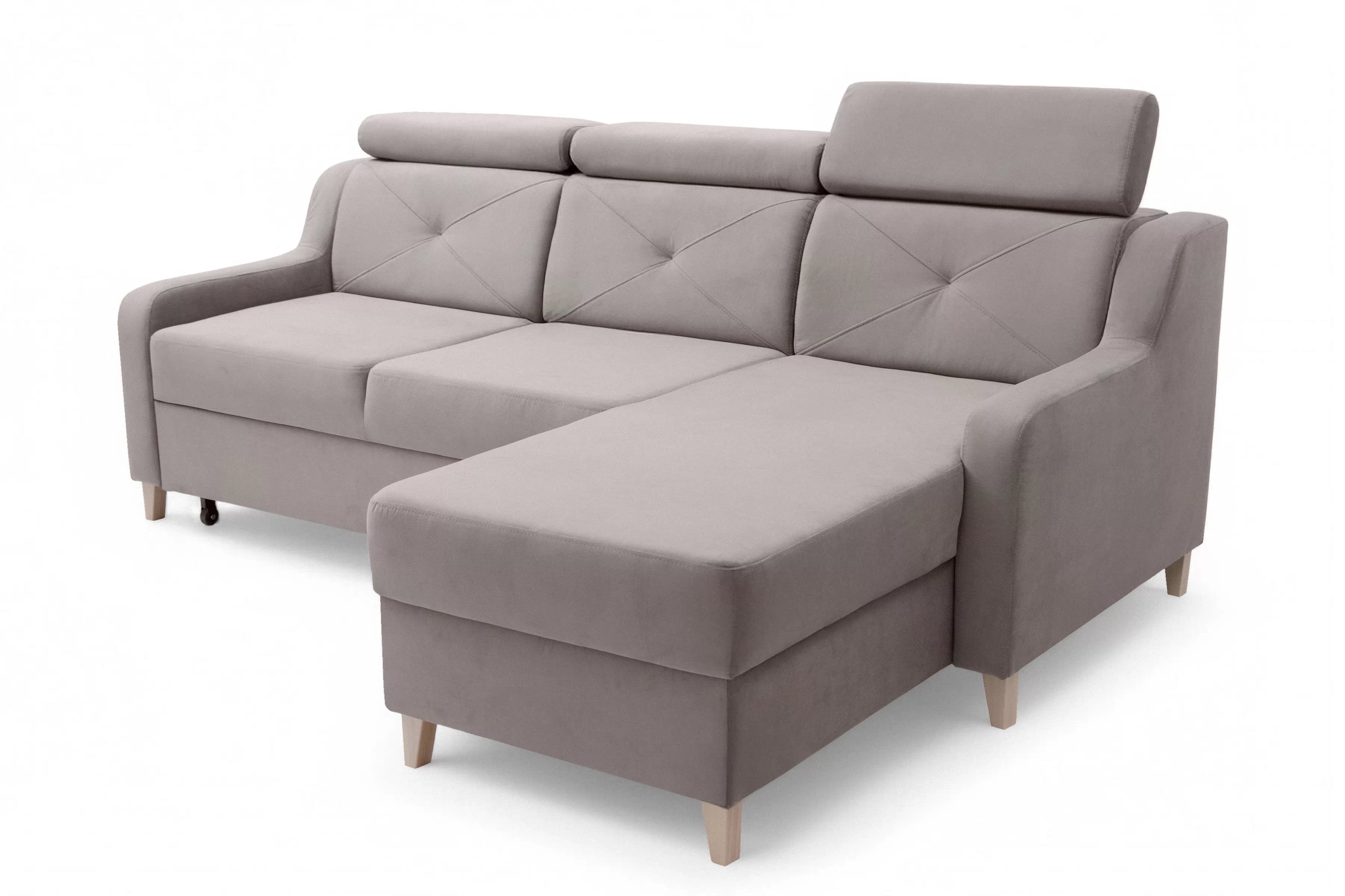 Rohová sedačka Laksaro s rozkladom pravostranná - tmavobéžový zamat Jasmine 25 Rohová sedacia súprava s funkciou spánku Laksaro pravá strana - jasno Hnedý velúr Jasmine 25