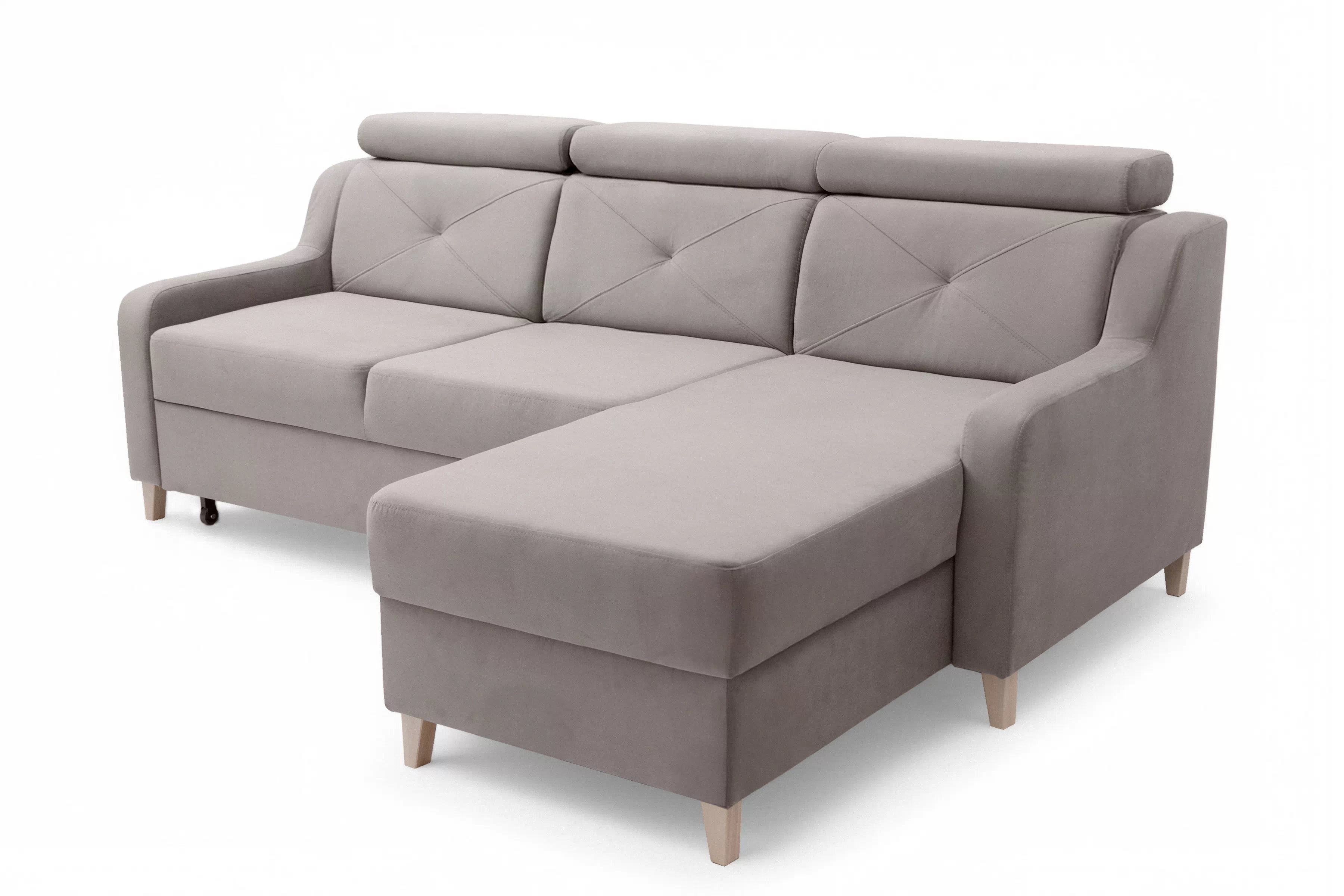 Rohová sedačka Laksaro s rozkladom pravostranná - tmavobéžový zamat Jasmine 25 Rohová sedacia súprava s funkciou spánku Laksaro pravá strana - jasno Hnedý velúr Jasmine 25