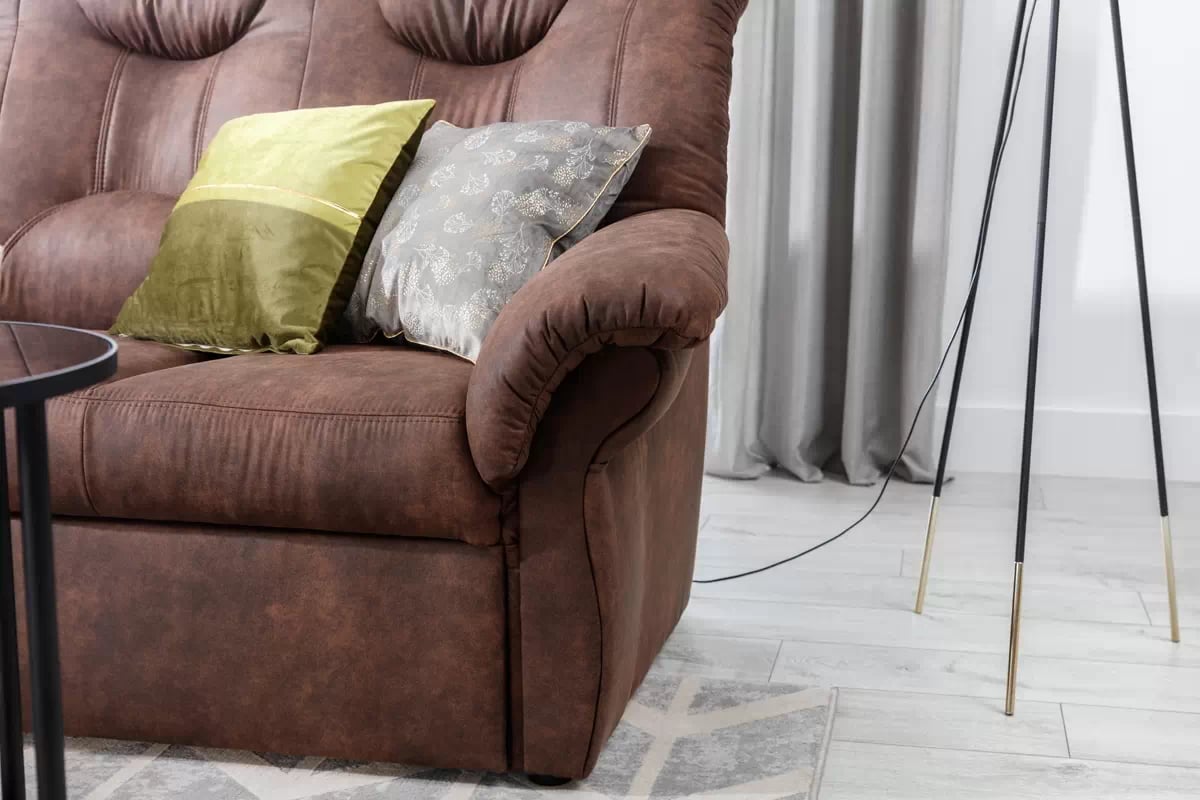 Rohová rozkladacia sedacia súprava Lonigo L pravá - hnedá látka Preston 29 Rohová sedacia súprava z miekkim bokiem 