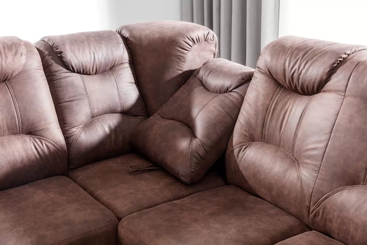 Rohová rozkladacia sedacia súprava Lonigo L pravá - hnedá látka Preston 29 Rohová sedacia súprava z ruchomym oparciem 