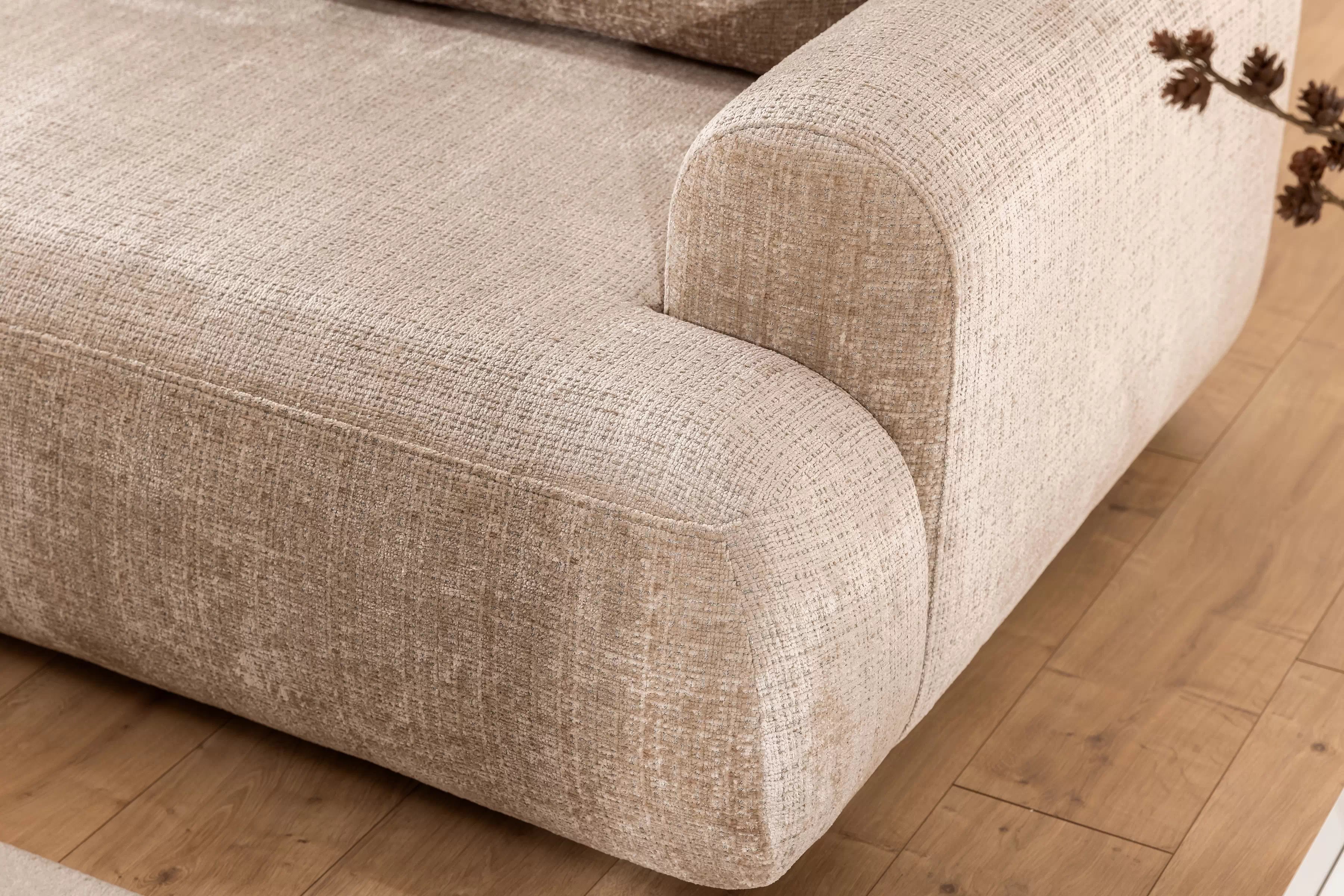 Rozkladacia rohová sedacia súprava Lotulis Mini ľavá - béžová žinylka Cremona 14 Rohová sedacia súprava s funkciou spánku Lotulis Mini Ľavá strana - béžový šenil Cremona 14 