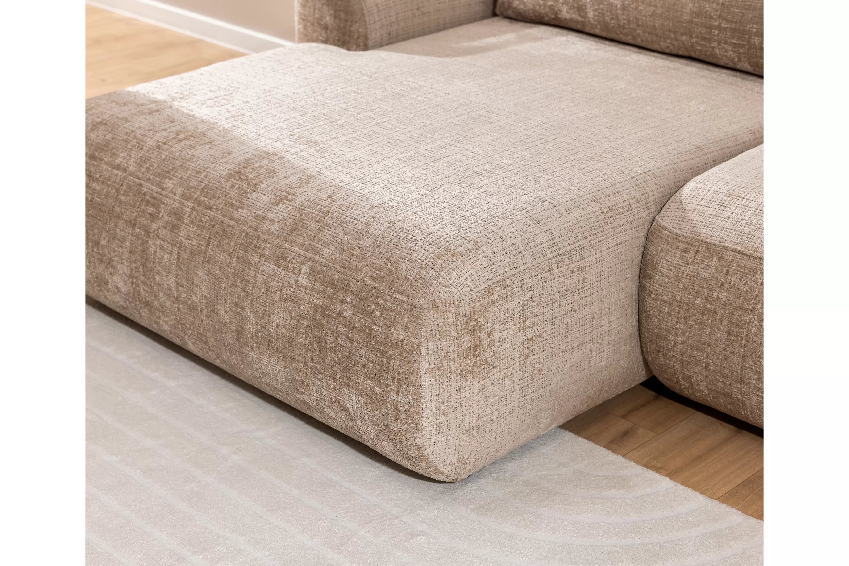 Rozkladacia rohová sedacia súprava Lotulis Mini ľavá - béžová žinylka Cremona 14 Rohová sedacia súprava s funkciou spánku Lotulis Mini Ľavá strana - béžový šenil Cremona 14 