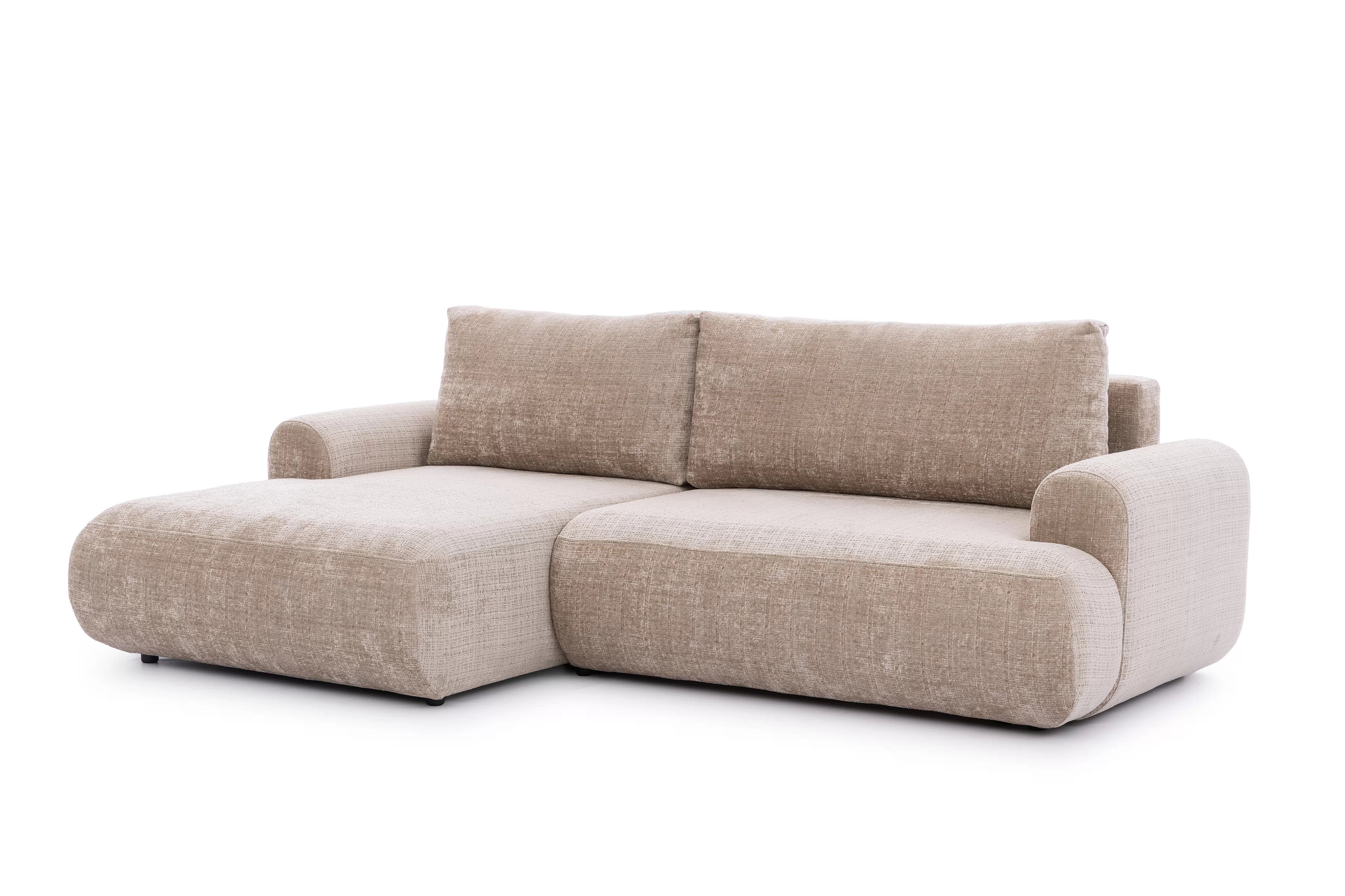 Rozkladacia rohová sedacia súprava Lotulis Mini ľavá - béžová žinylka Cremona 14 Rohová sedacia súprava s funkciou spánku Lotulis Mini Ľavá strana - béžový šenil Cremona 14 